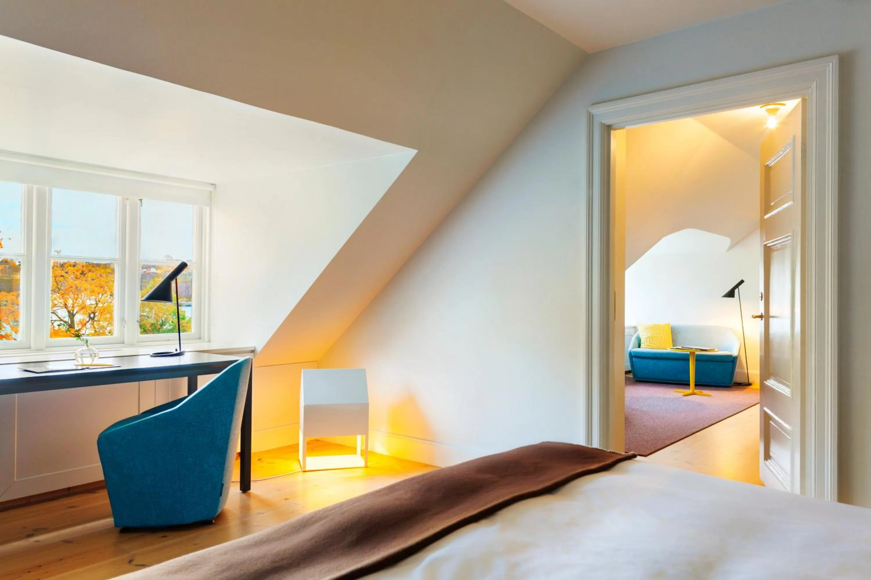 Living room, Bed in Hotel Skeppsholmen, Stockholm, a Member of Design Hotels