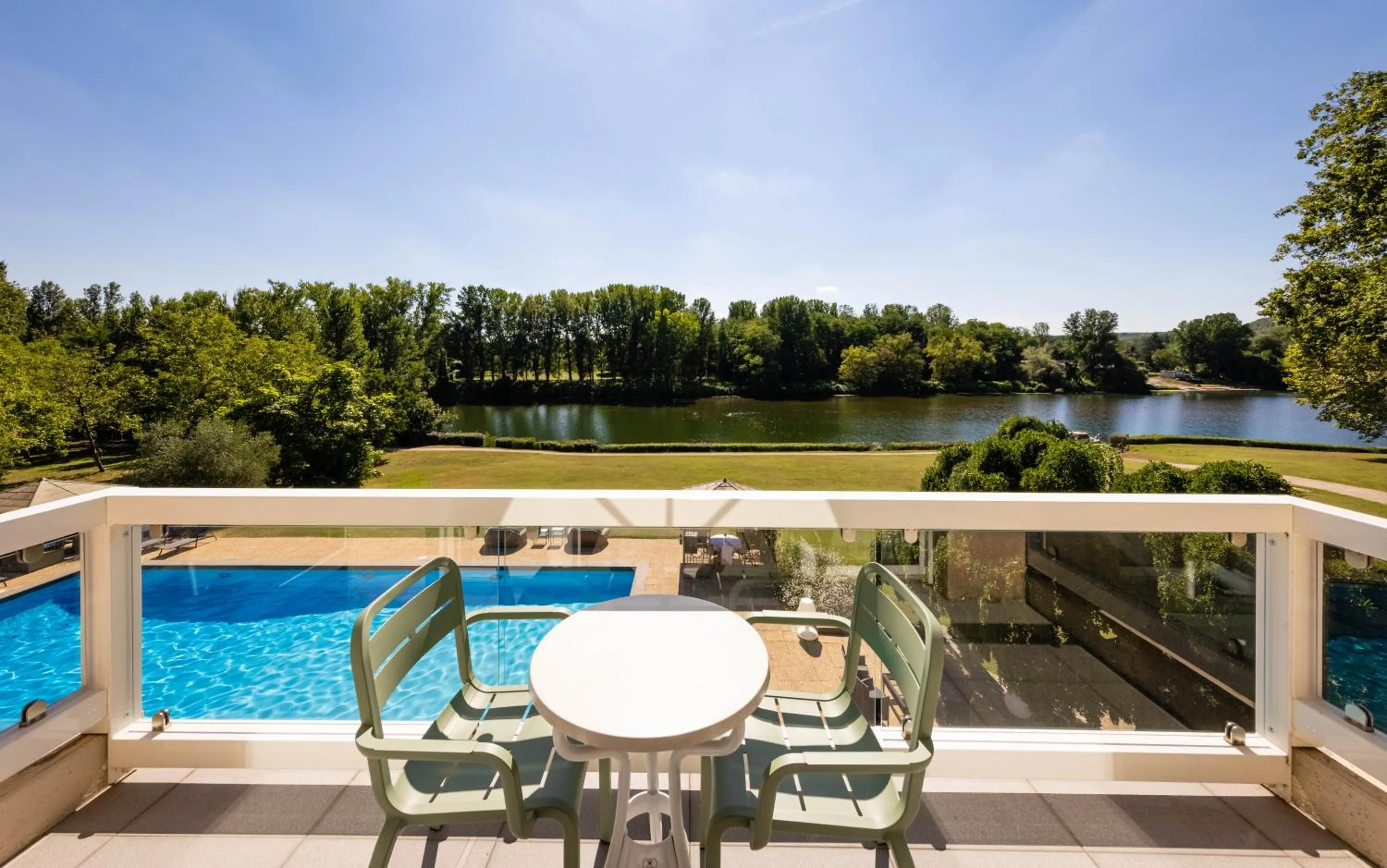 View (from property/room), Pool View in Relais & Châteaux Hôtel La Réserve