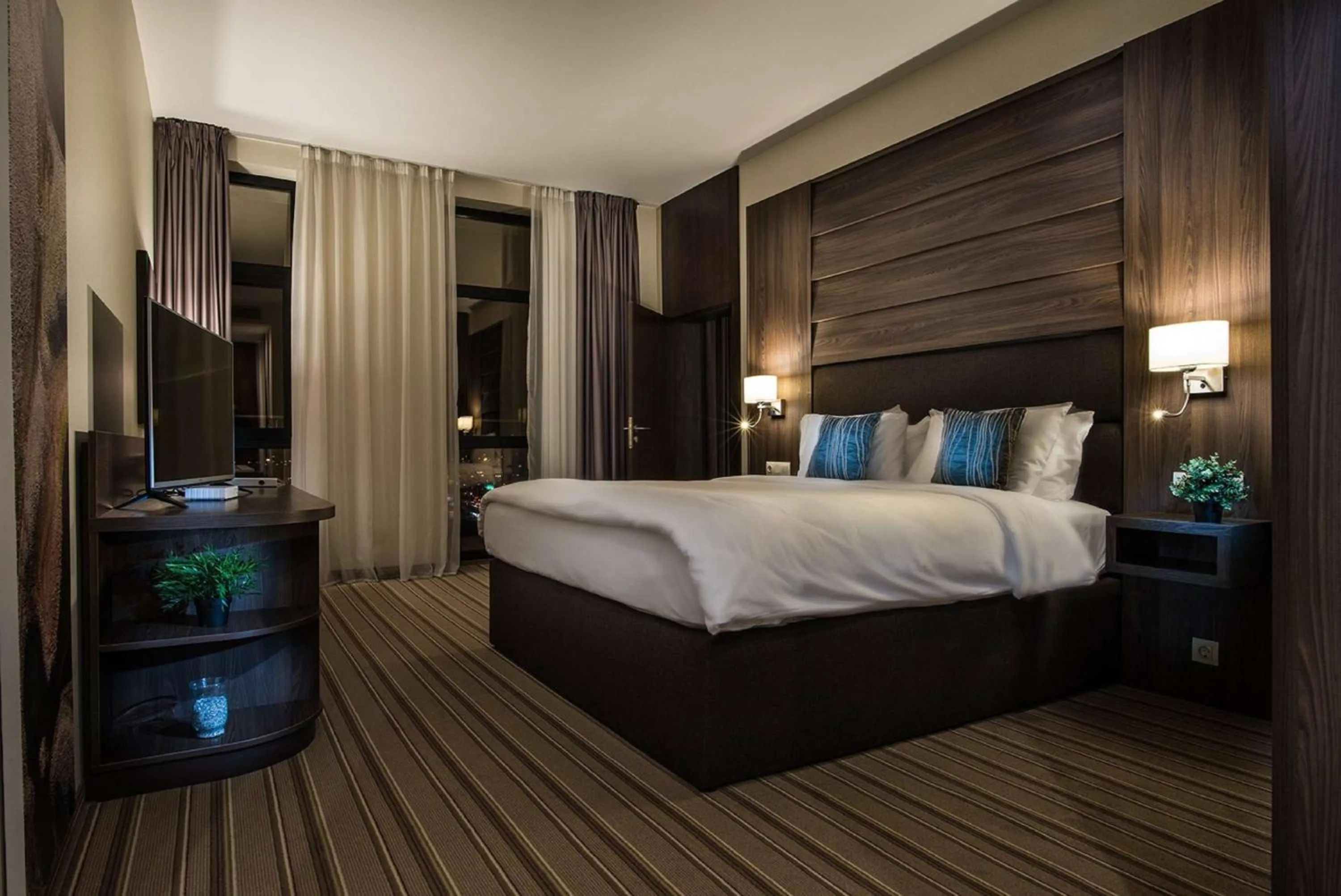 Bathroom, Bed in Premier Sofia Airport Hotel