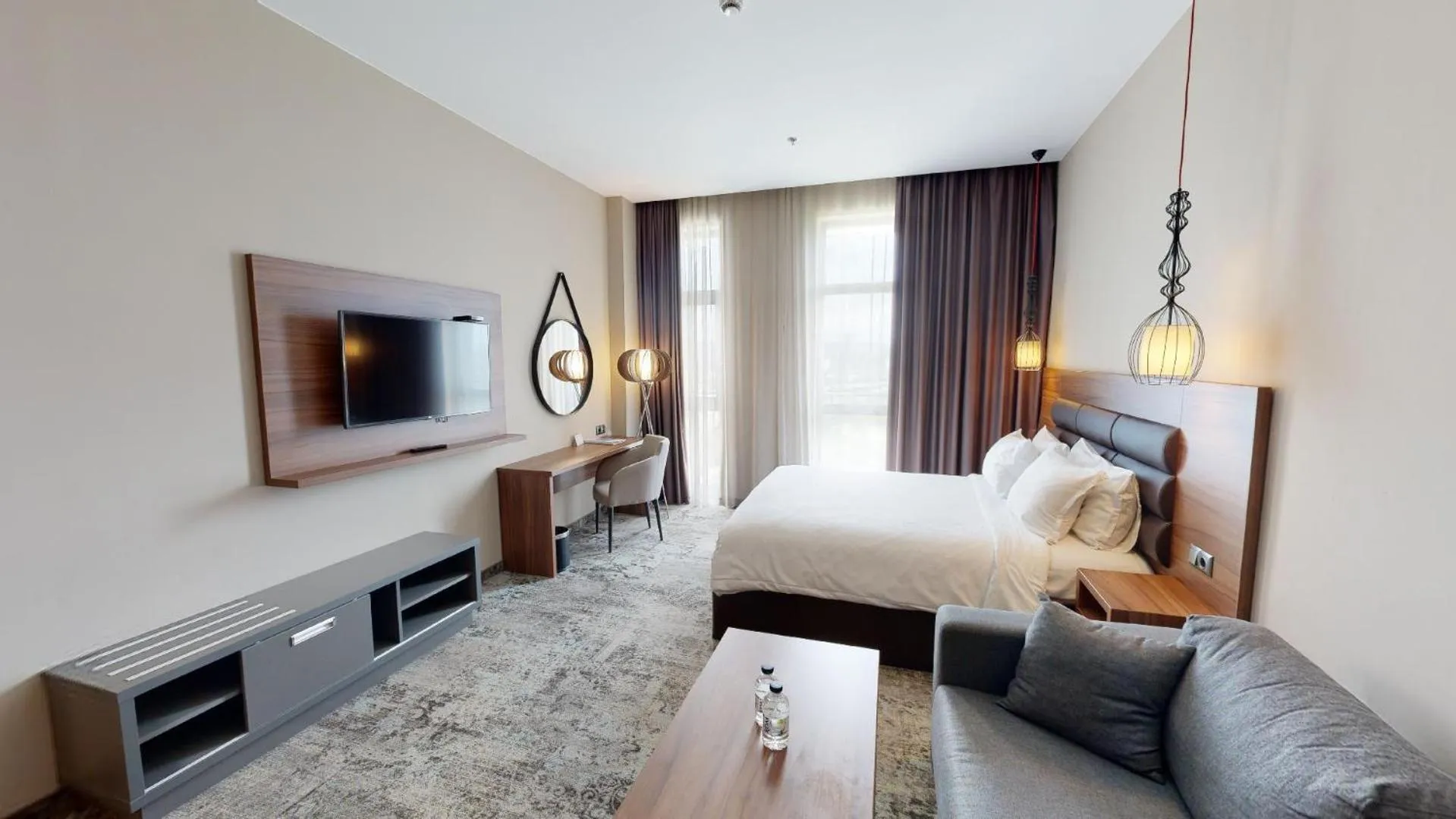 Communal lounge/ TV room, Bed in Premier Sofia Airport Hotel