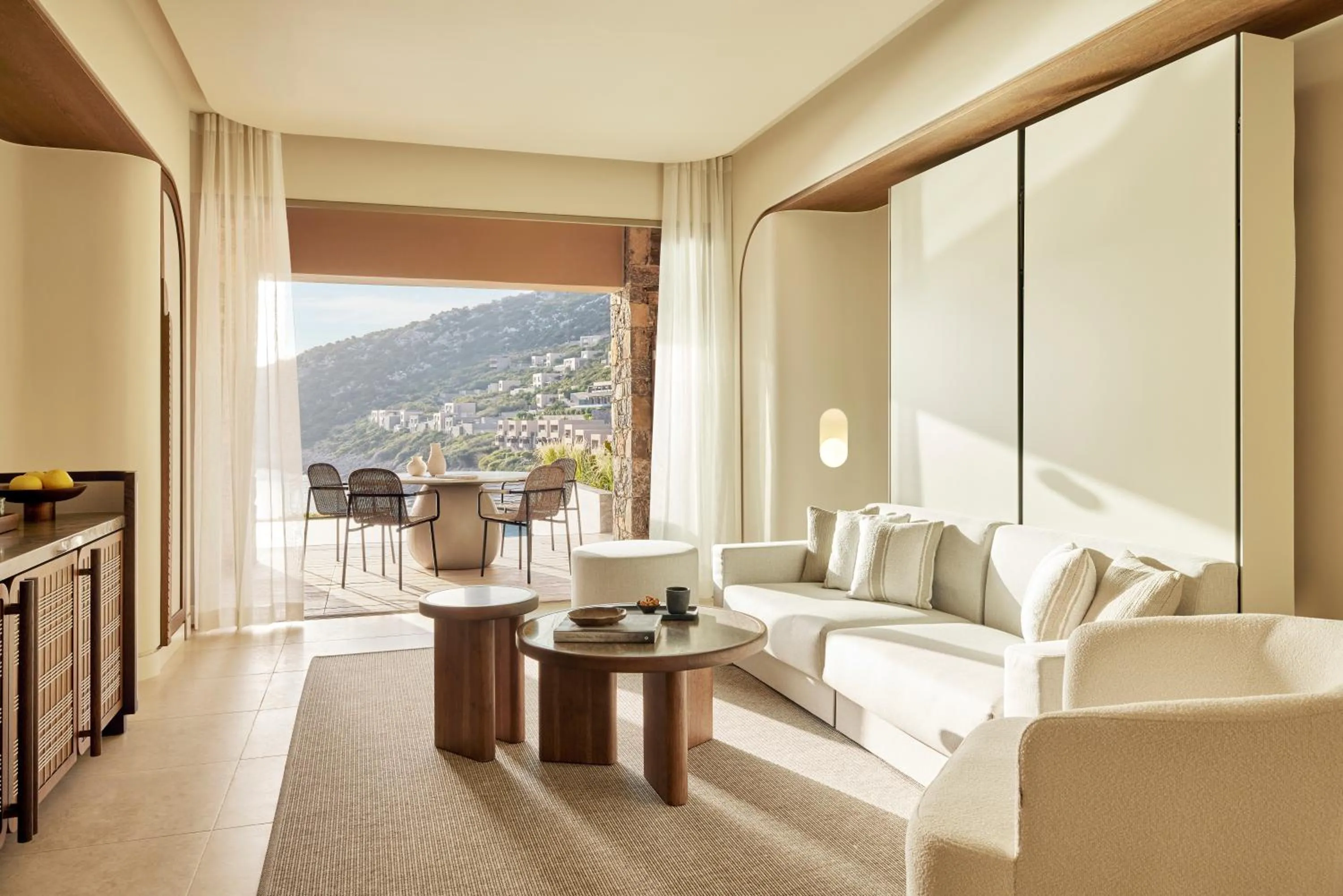 Seating area in Daios Cove