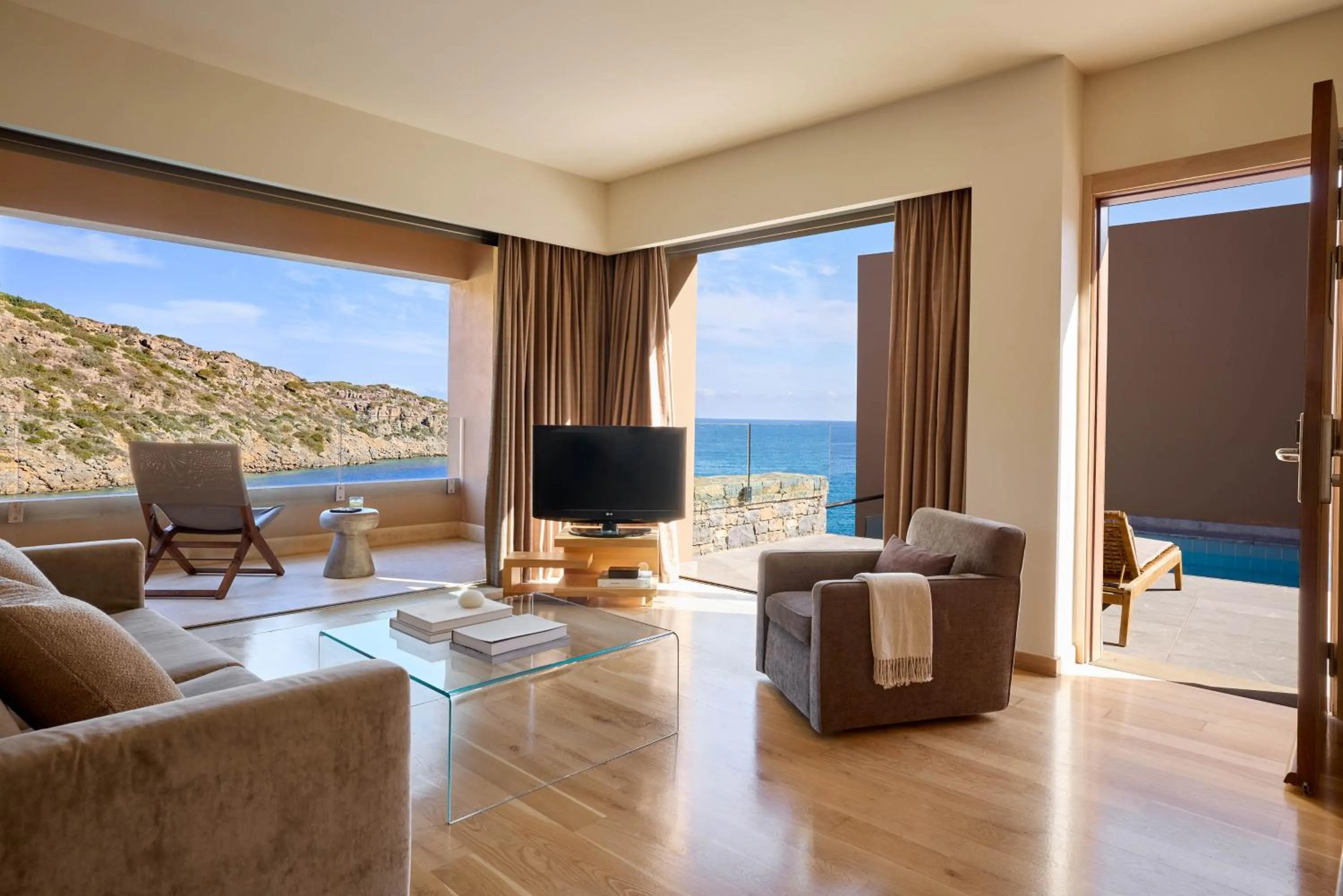 Seating area in Daios Cove