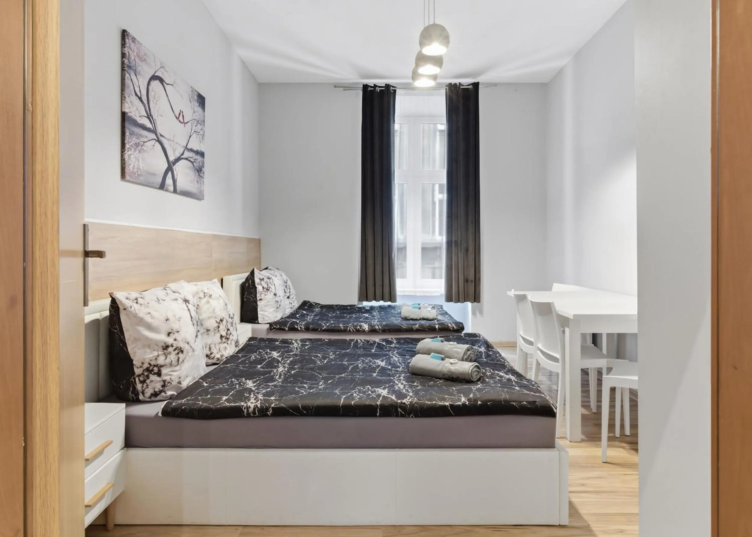 Bed in 70s Guest room