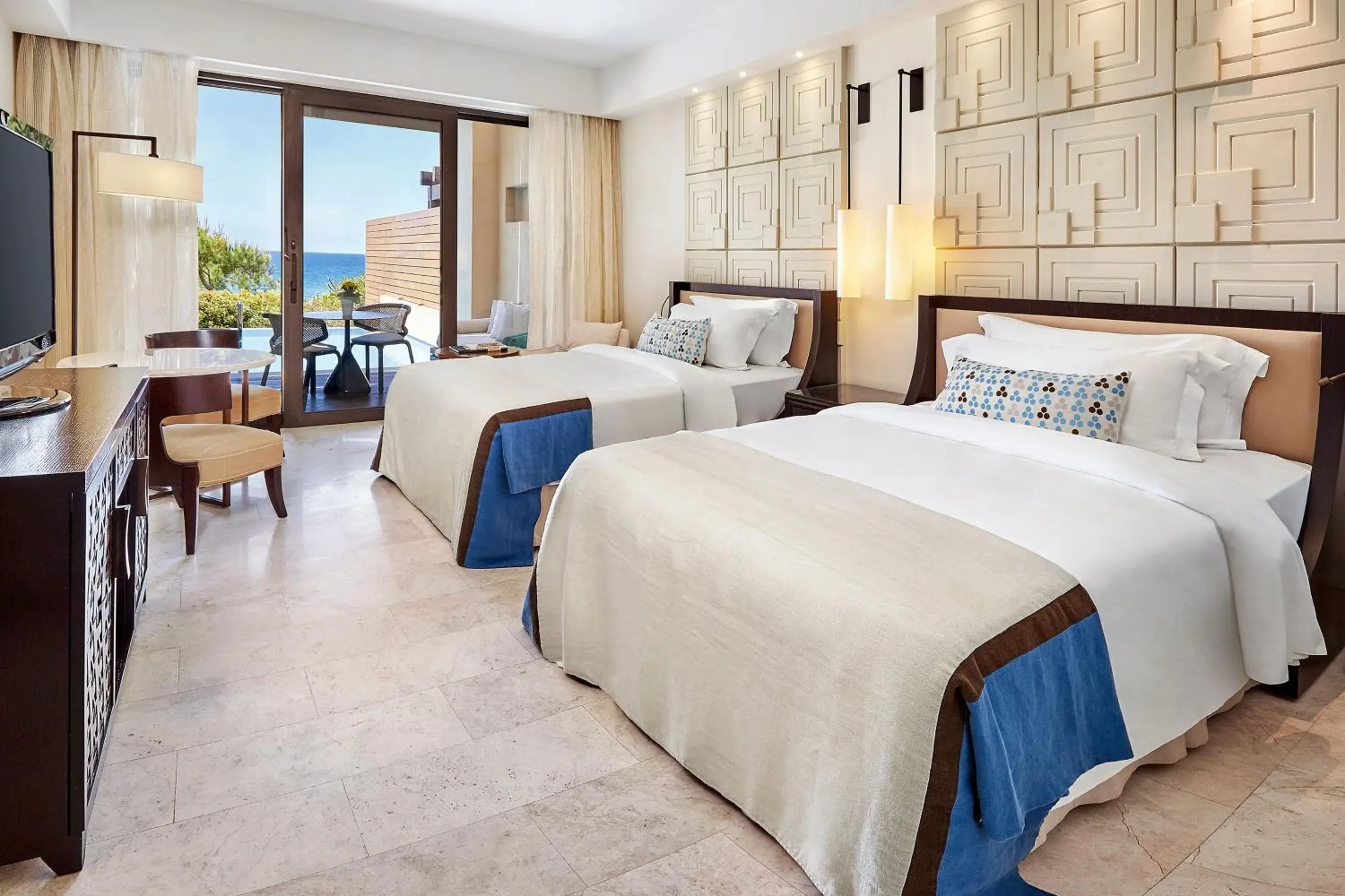 Premium Infinity Sea View, Guest room, 2 Twin/Single Bed(s) in The Romanos, a Luxury Collection Resort, Costa Navarino Premium Infinity Sea View, Guest room, 2 Twin/Single Bed(s) in The Romanos, a Luxury Collection Resort, Costa Navarino