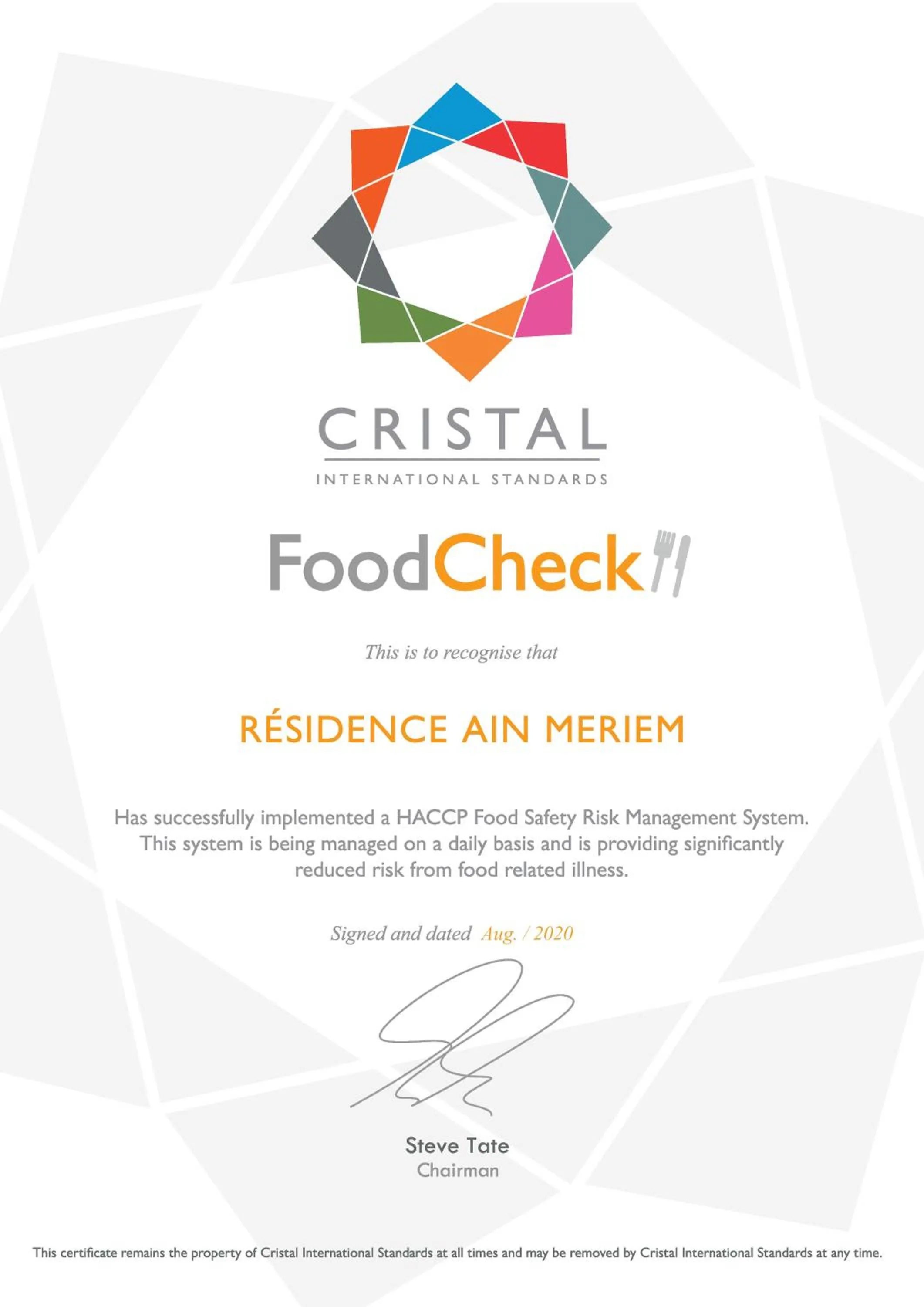 Food and drinks in Residence Ain Meriem