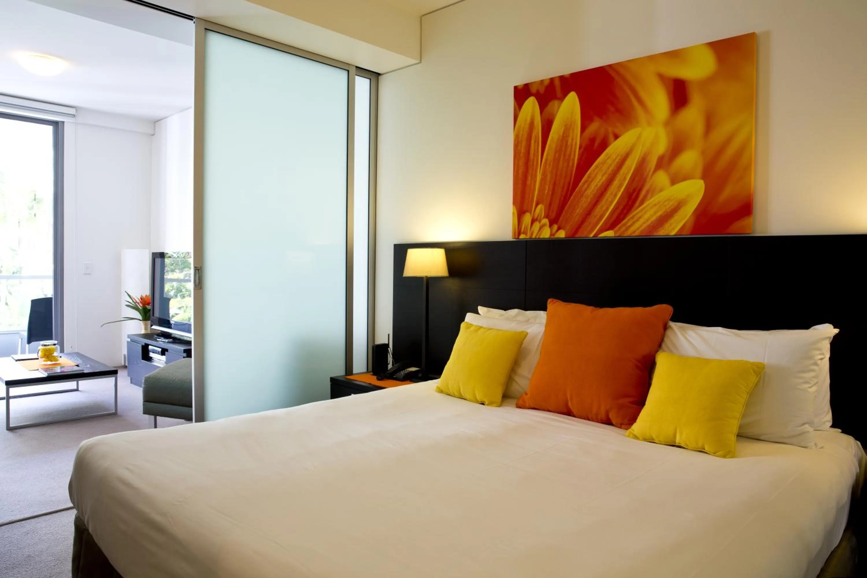 Bed in Cairns Private Apartments