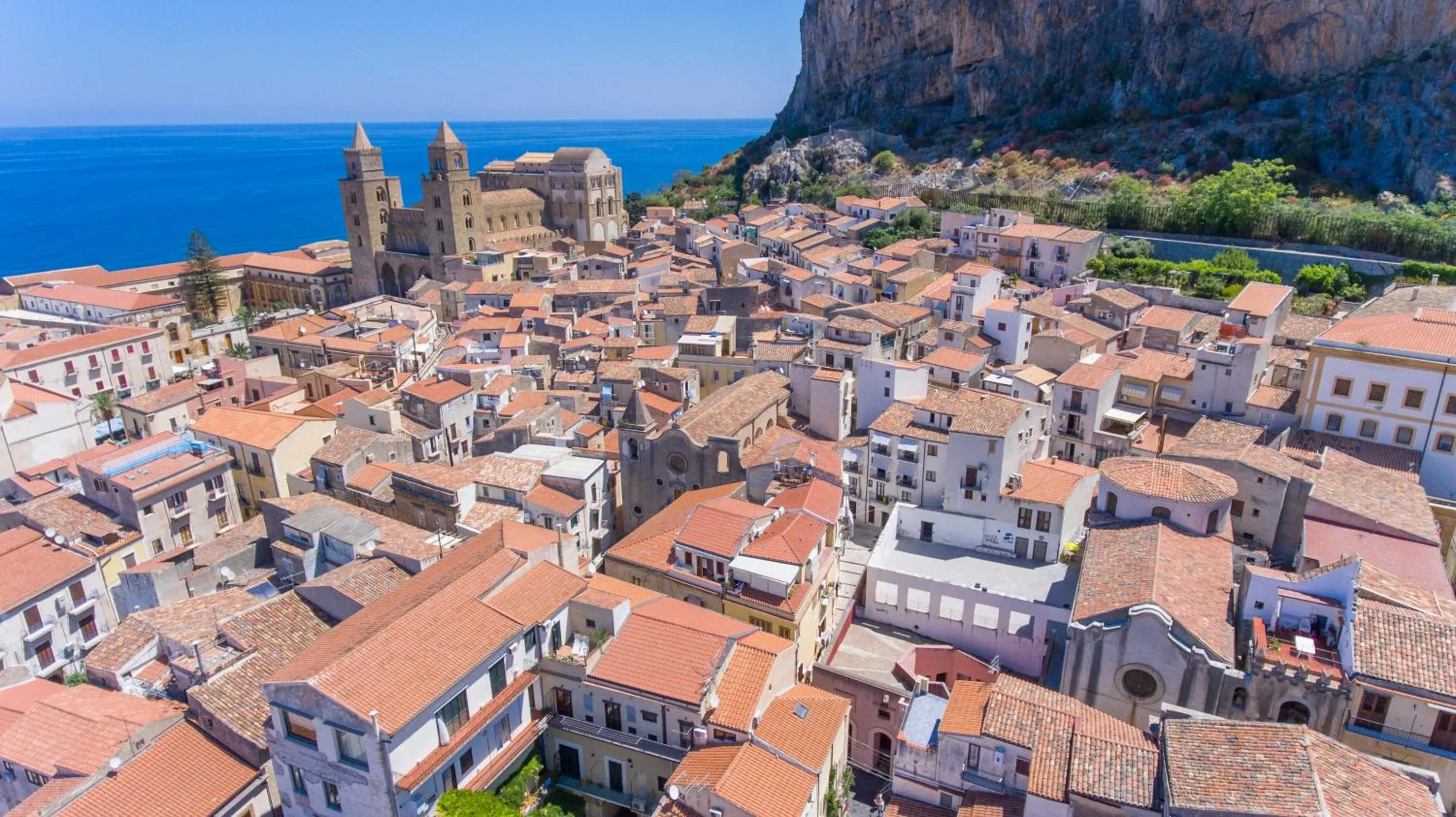 Landmark view in Cefalu in Blu