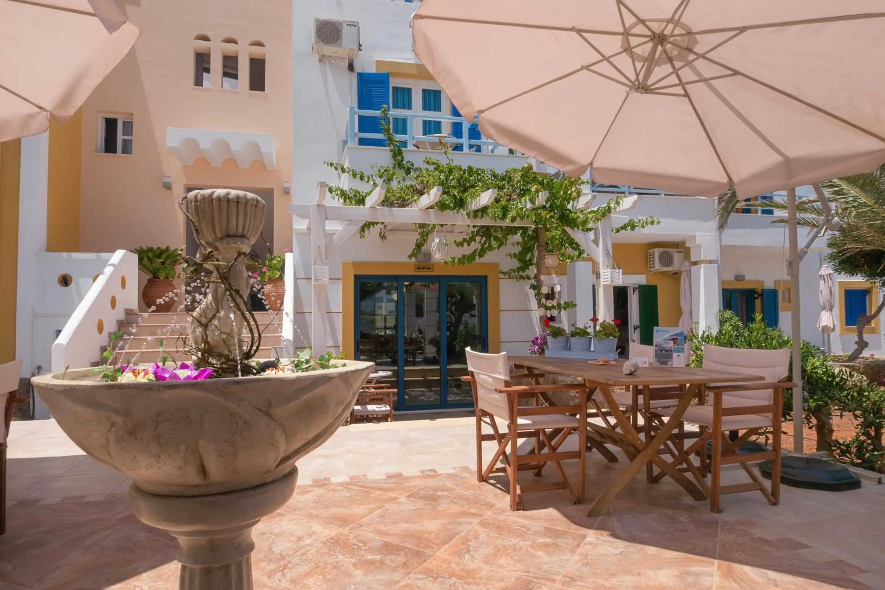 Patio in Pyrgos Beach Hotel Apartments