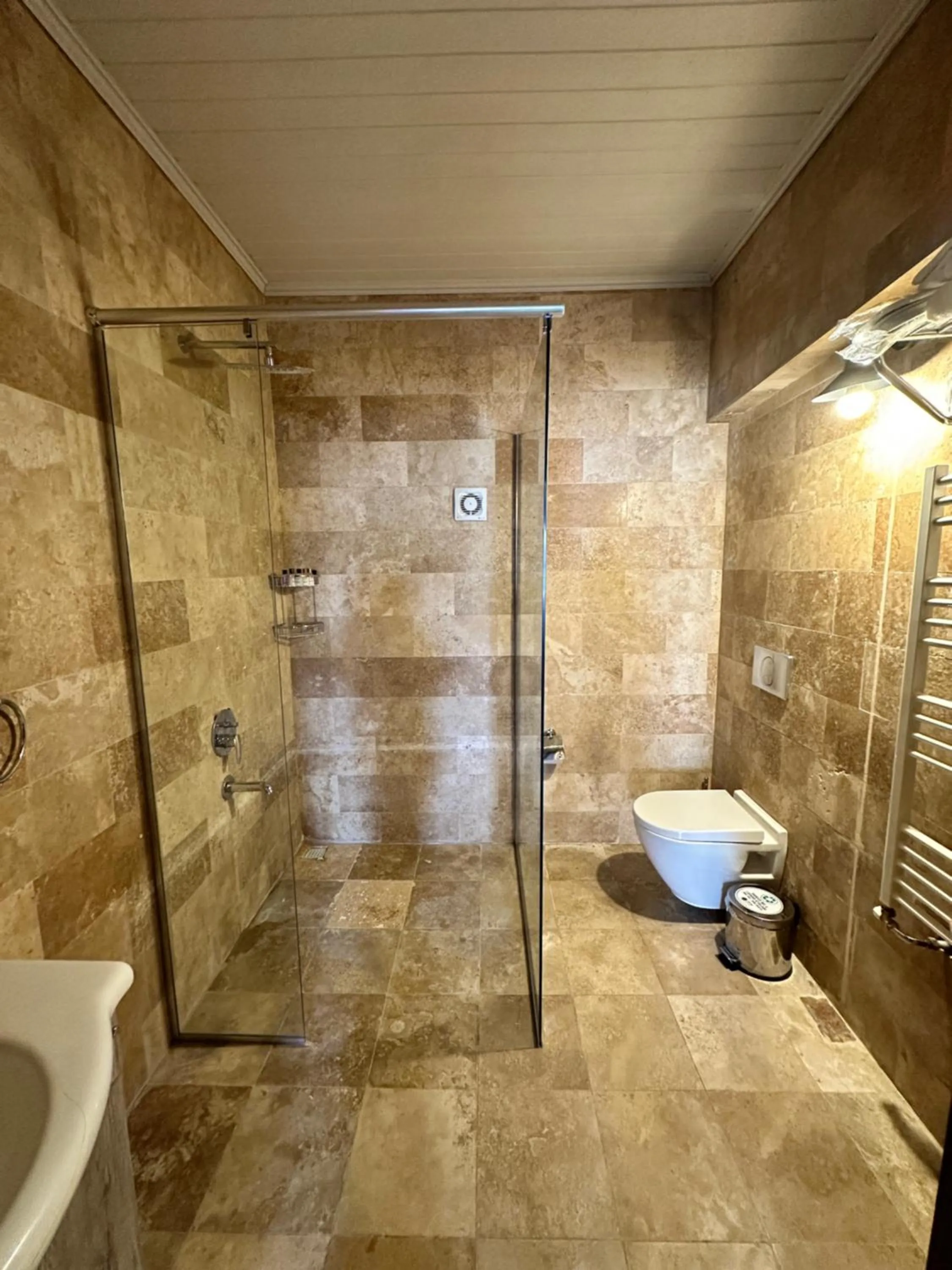 Shower in Bedrock Cave Hotel