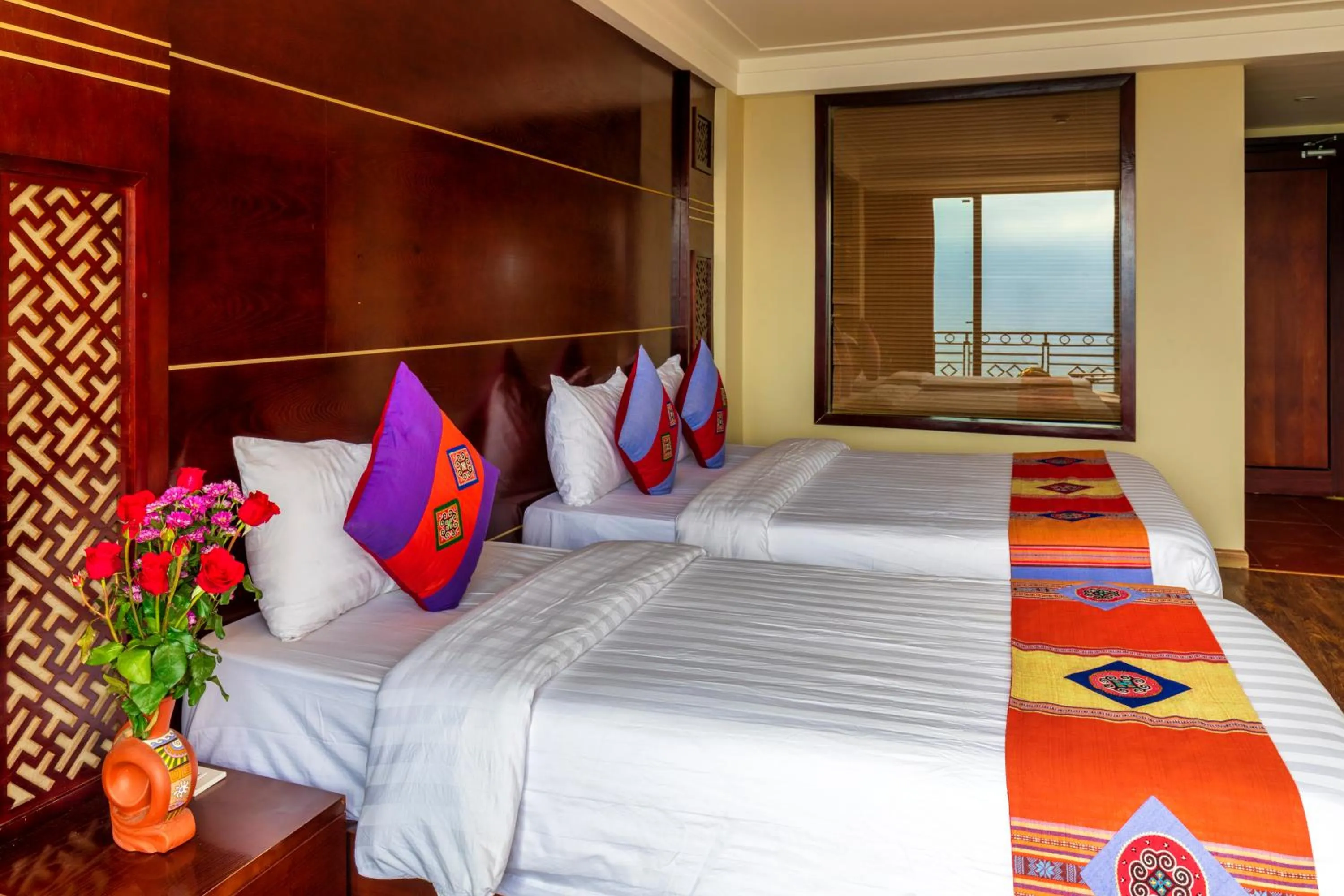 Bed in Sapa Vista Hotel