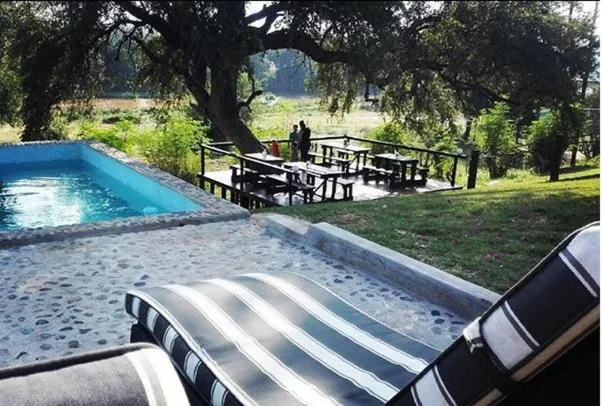 Pool view in Three Bridges B&B
