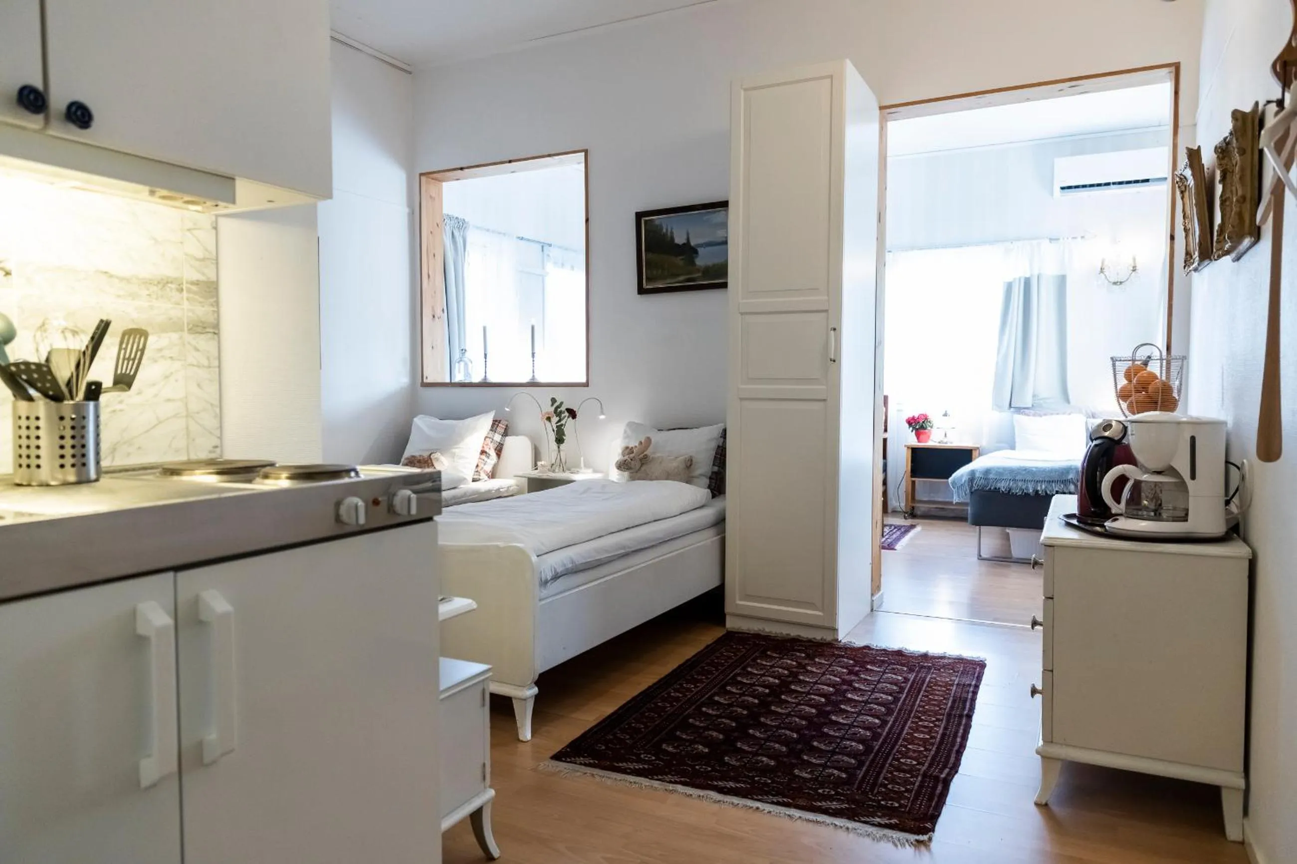 Living room, Bed in Skotteksgården Cottages