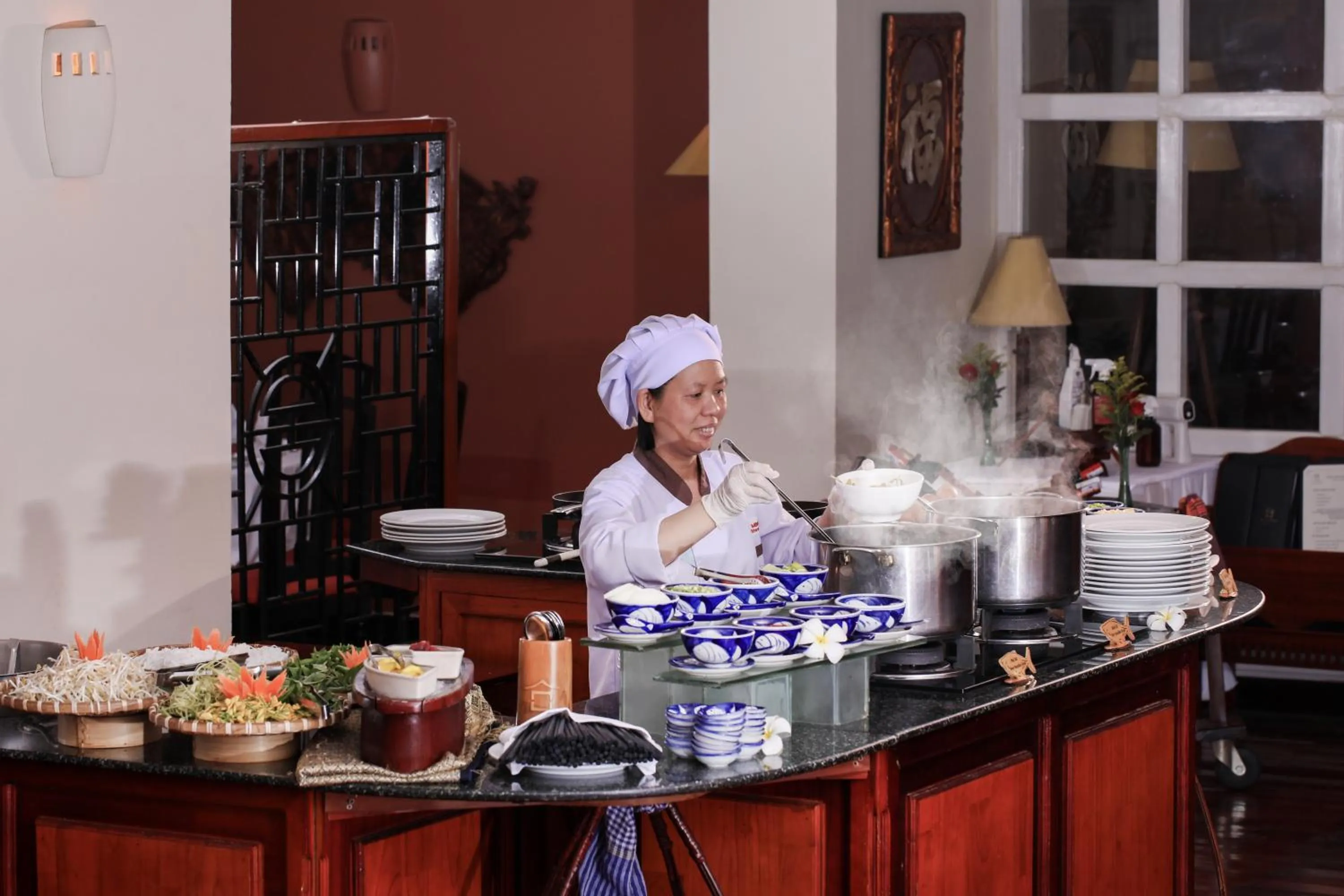 Buffet breakfast in Victoria Chau Doc Hotel