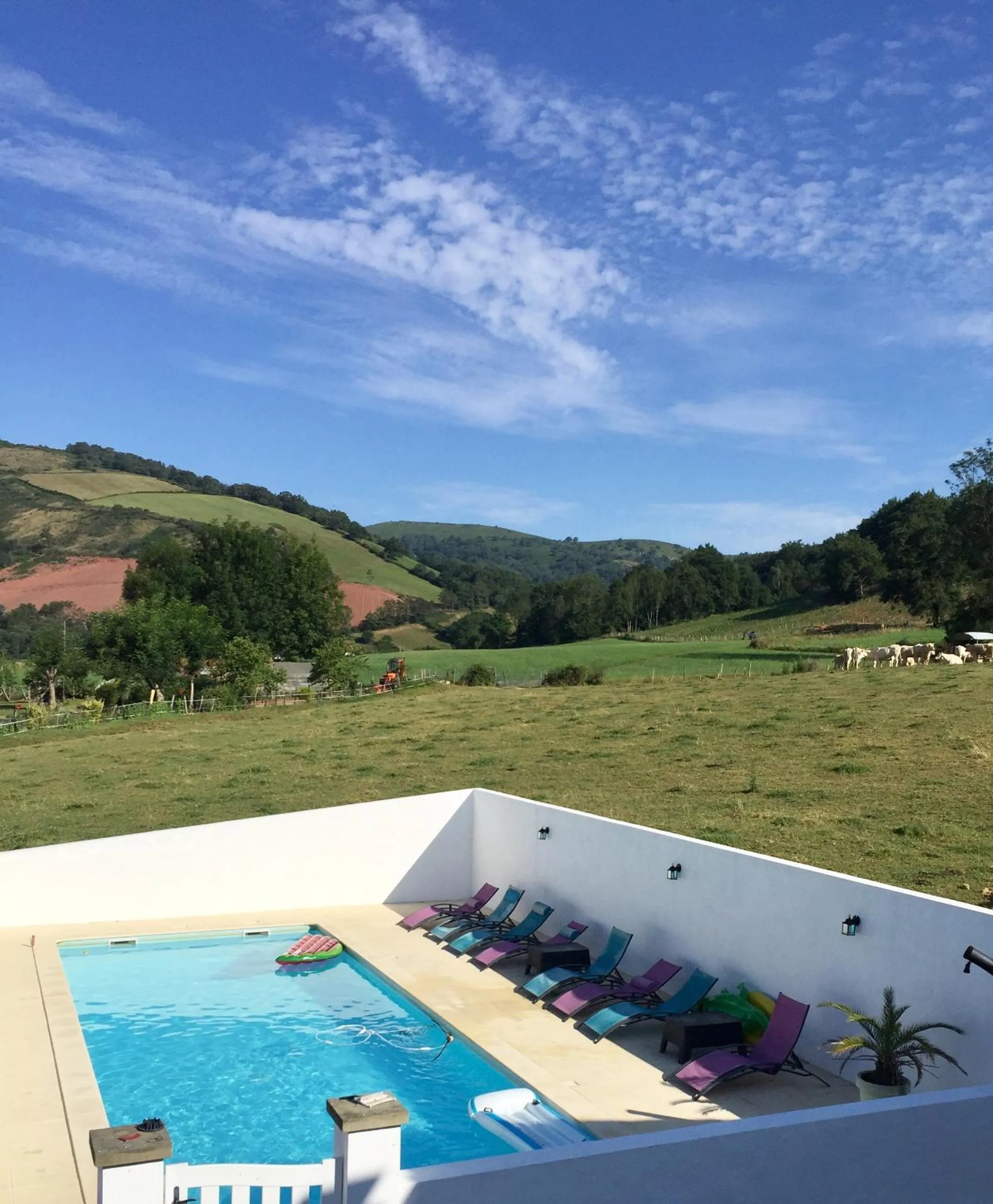 Pool view in Maison Zubiatia - 3km Compostelle