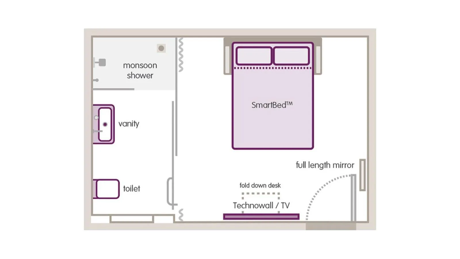 Floor plan in YOTELAIR Paris CDG - Transit Hotel - Terminal 2E