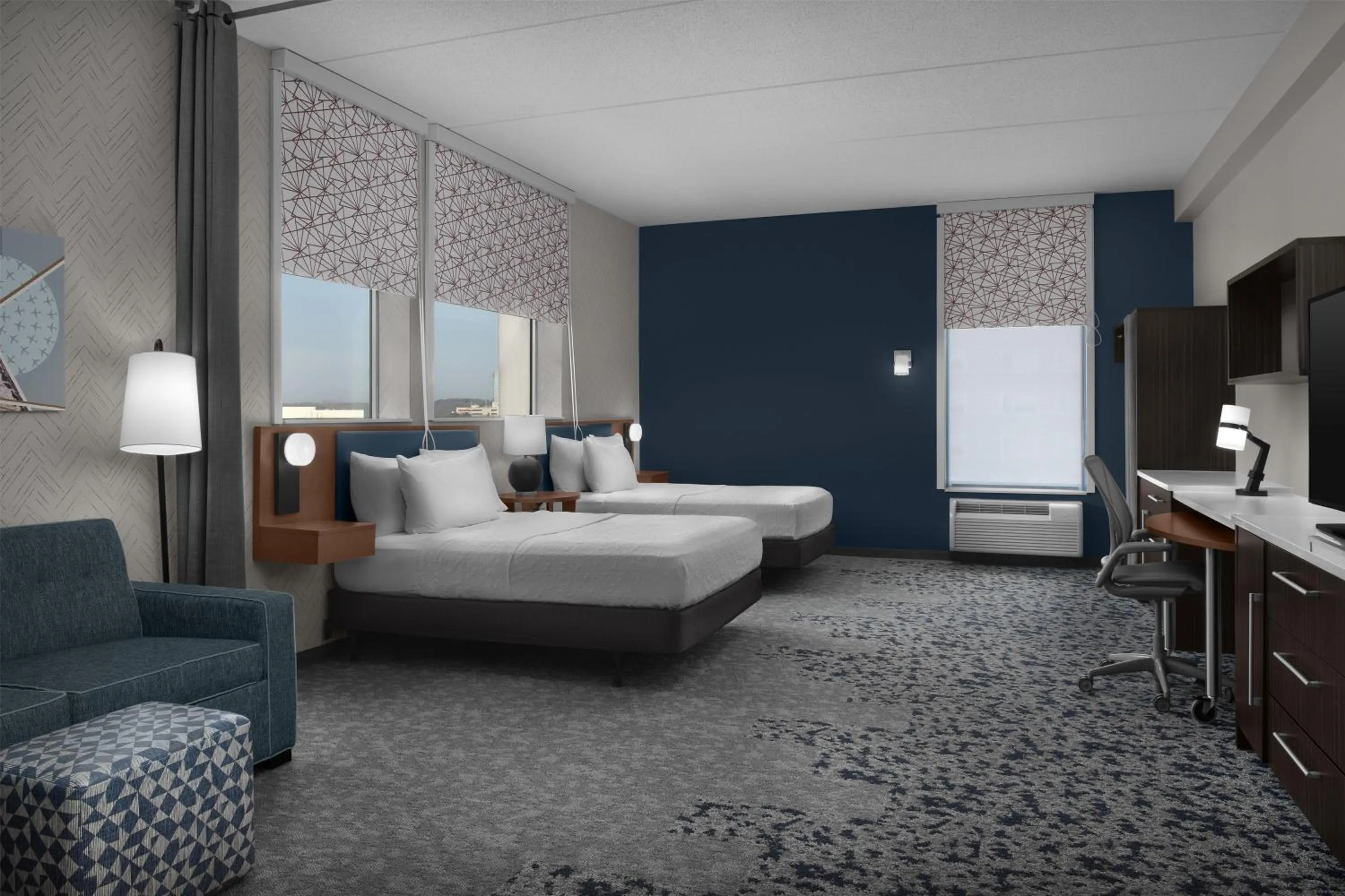 Living room, Bed in Home2 Suites by Hilton Arundel Mills BWI Airport