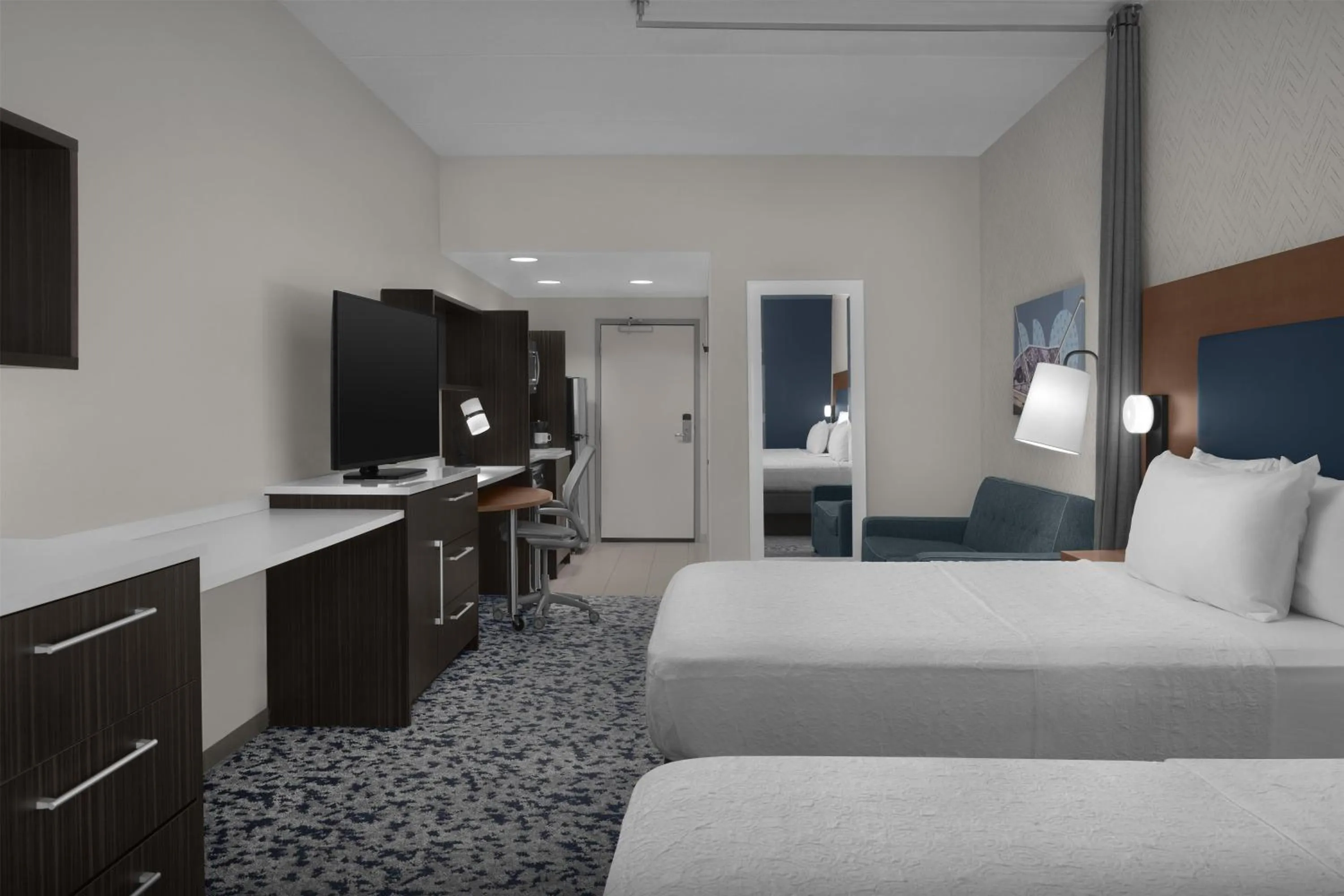 Living room, Bed in Home2 Suites by Hilton Arundel Mills BWI Airport