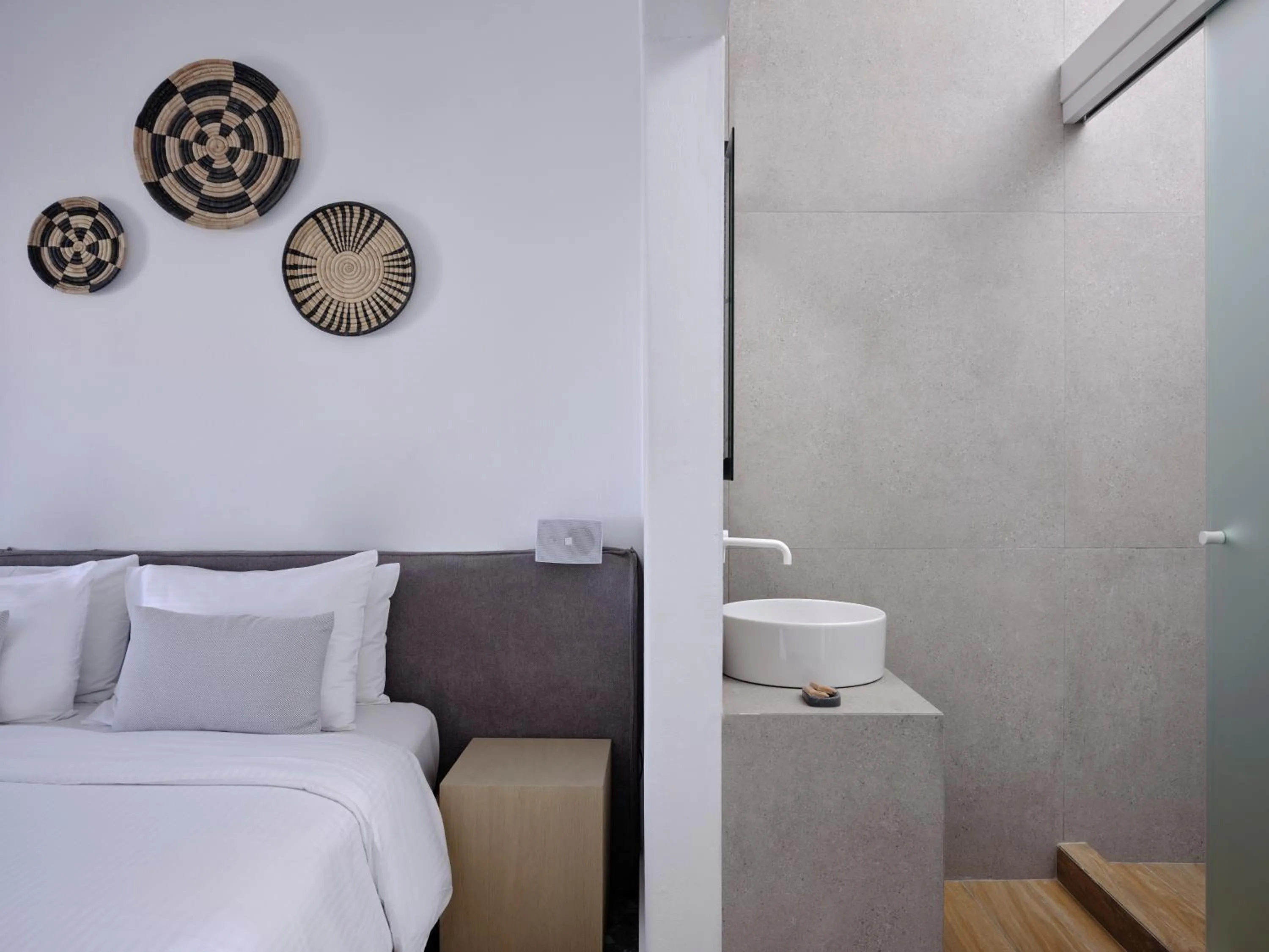 Bed in Mykonos Kosmoplaz Beach Resort Hotel