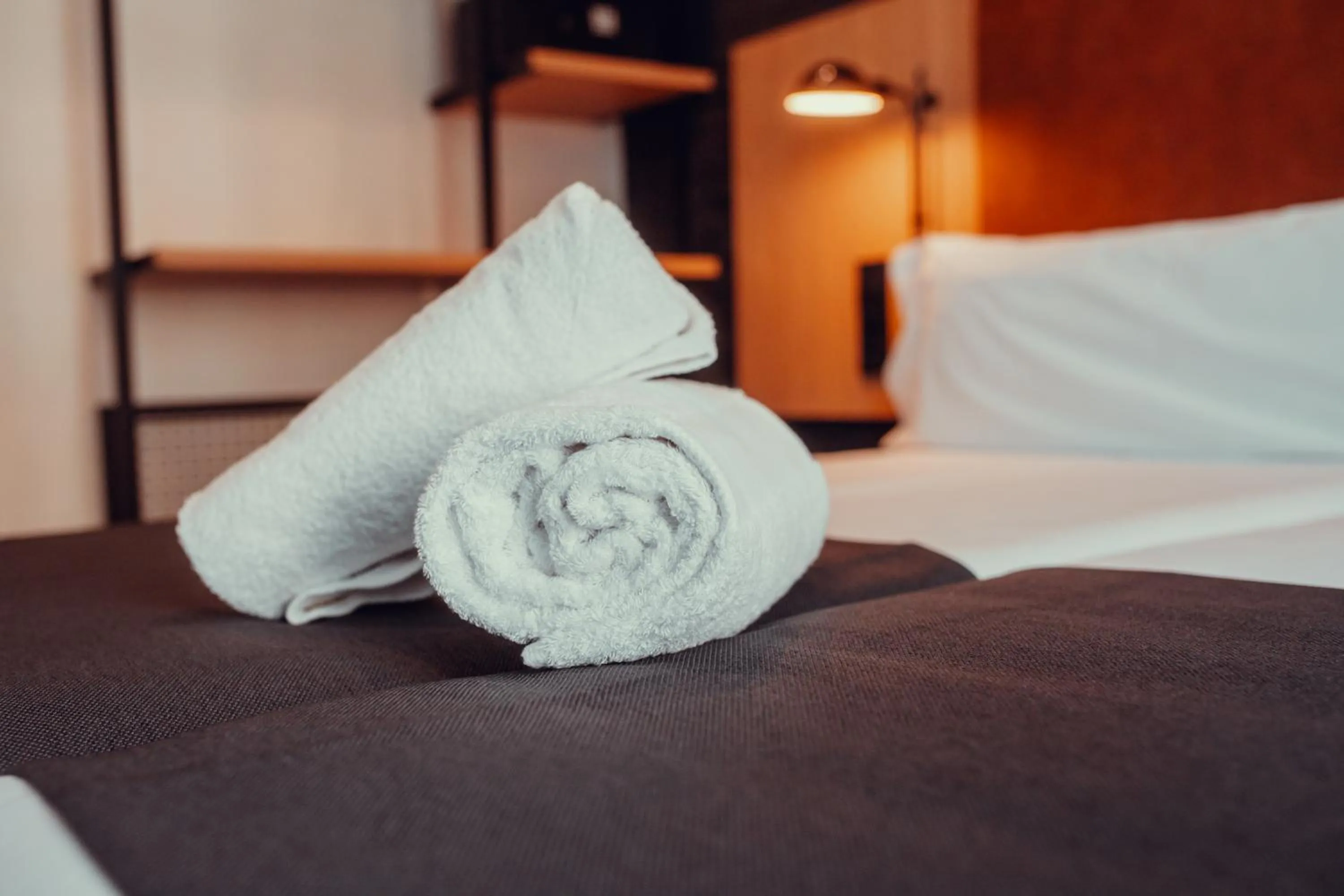 towels, Bed in Hotel Transit