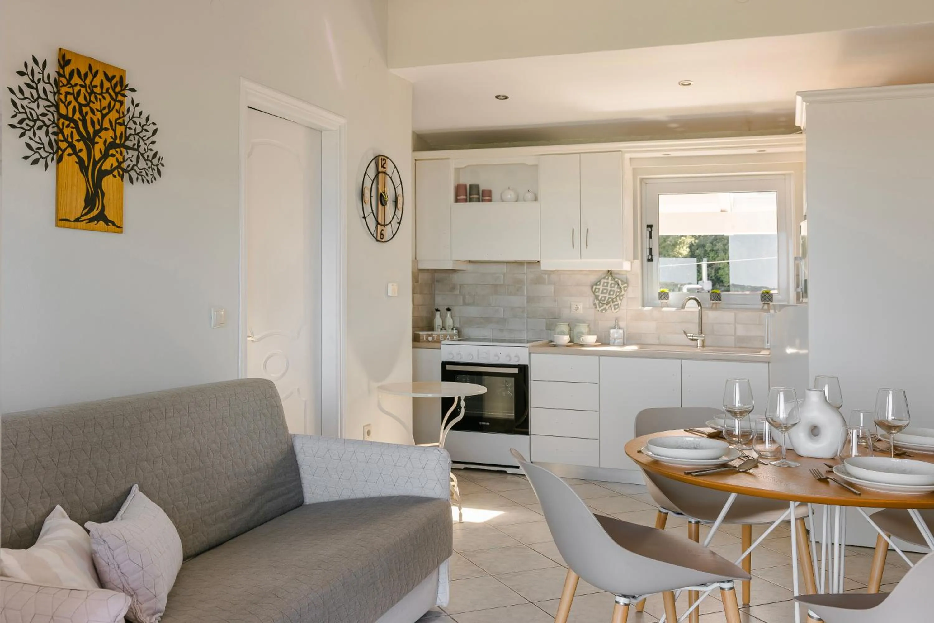 Kitchen or kitchenette in Panorama Fanari studios and apartments