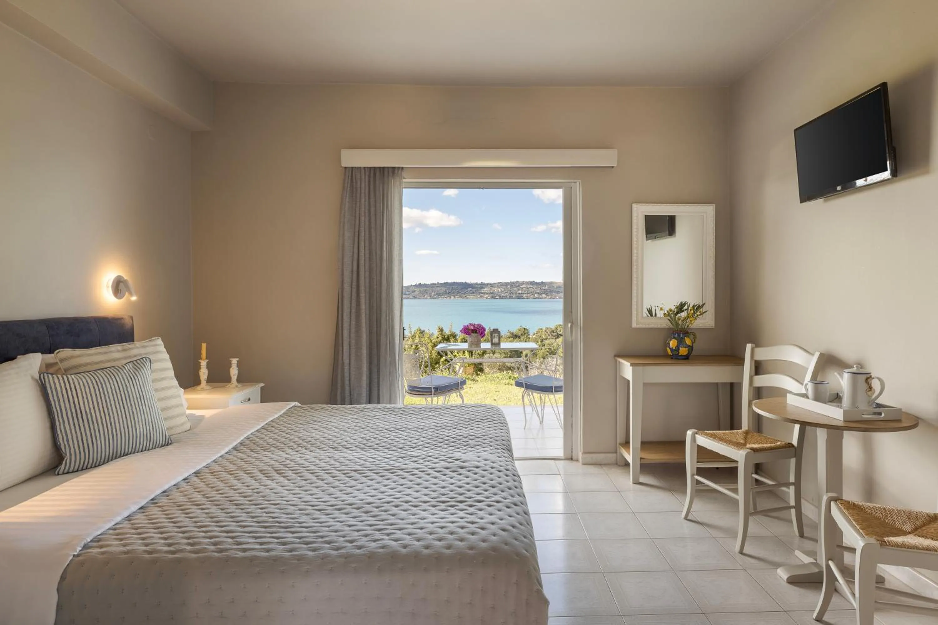 View (from property/room), Bed in Panorama Fanari studios and apartments