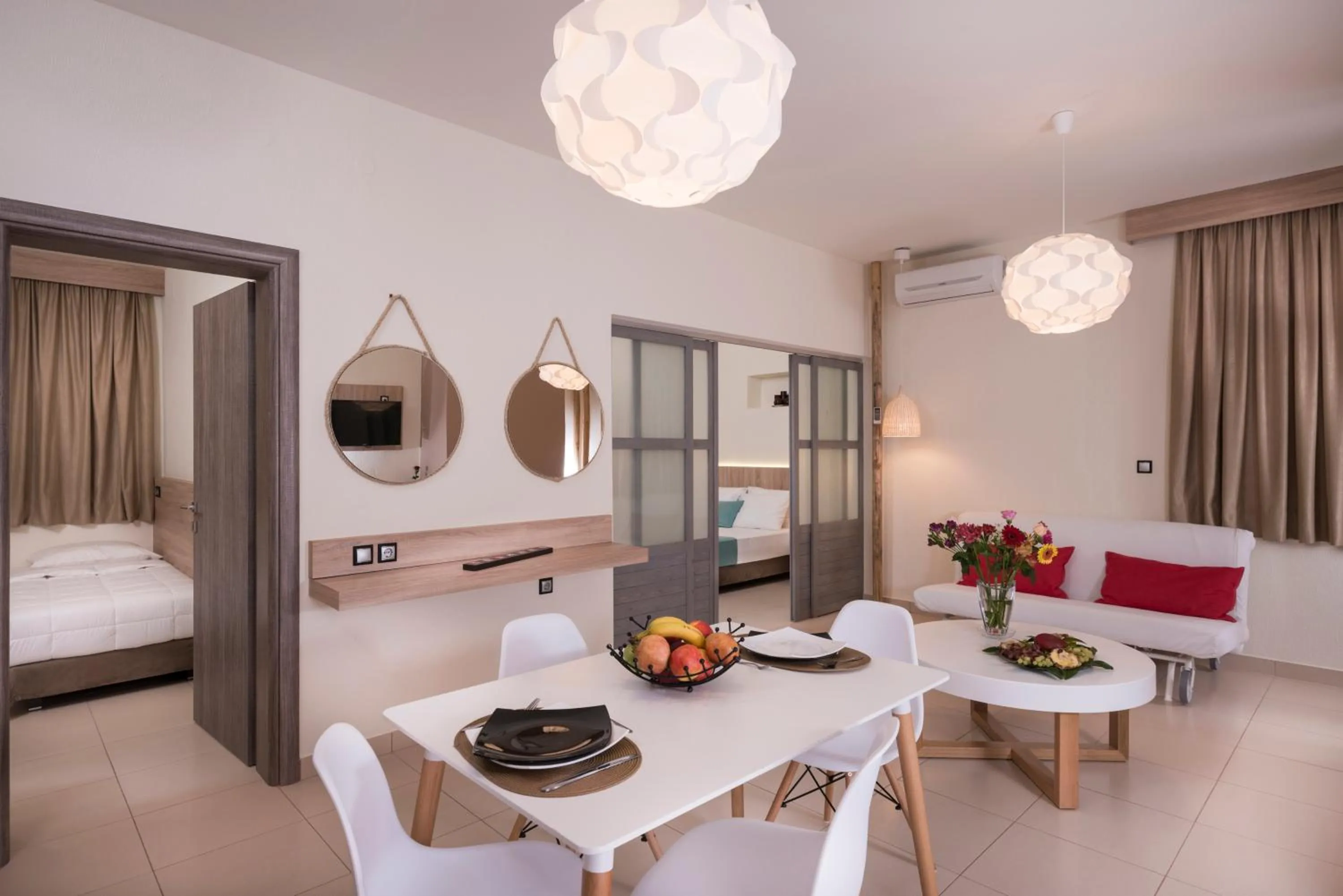 Seating area, Bed in Sea & City Apartments