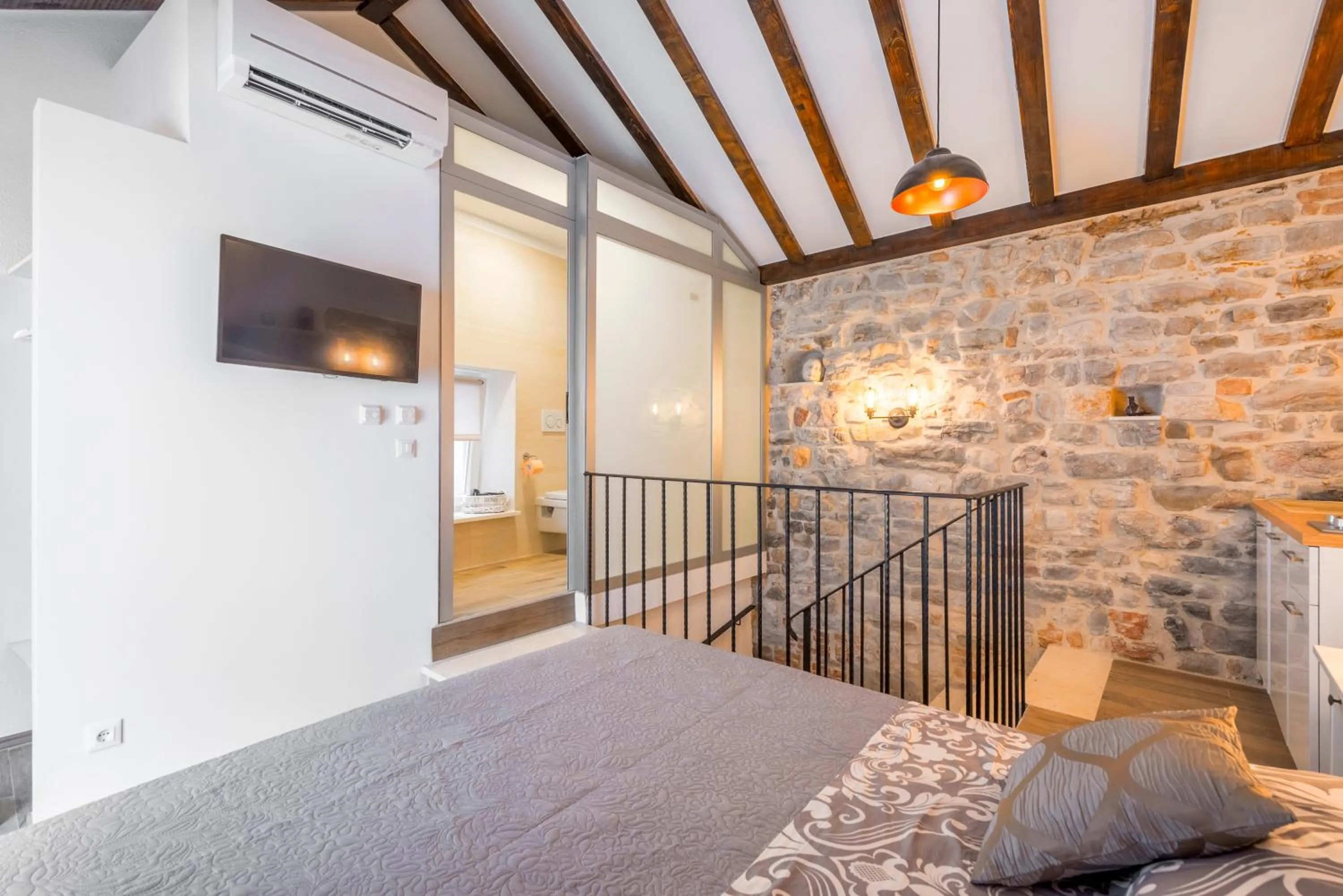 Bathroom, Bed in Apartments & Rooms Dujam