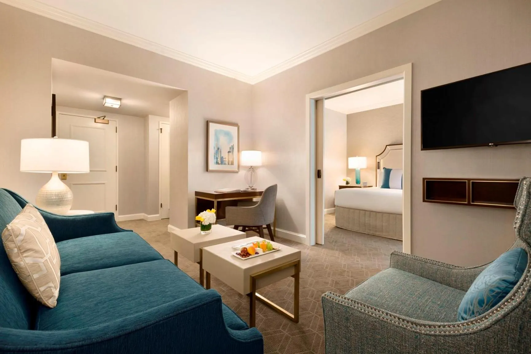 Bed in Fairmont Olympic Hotel