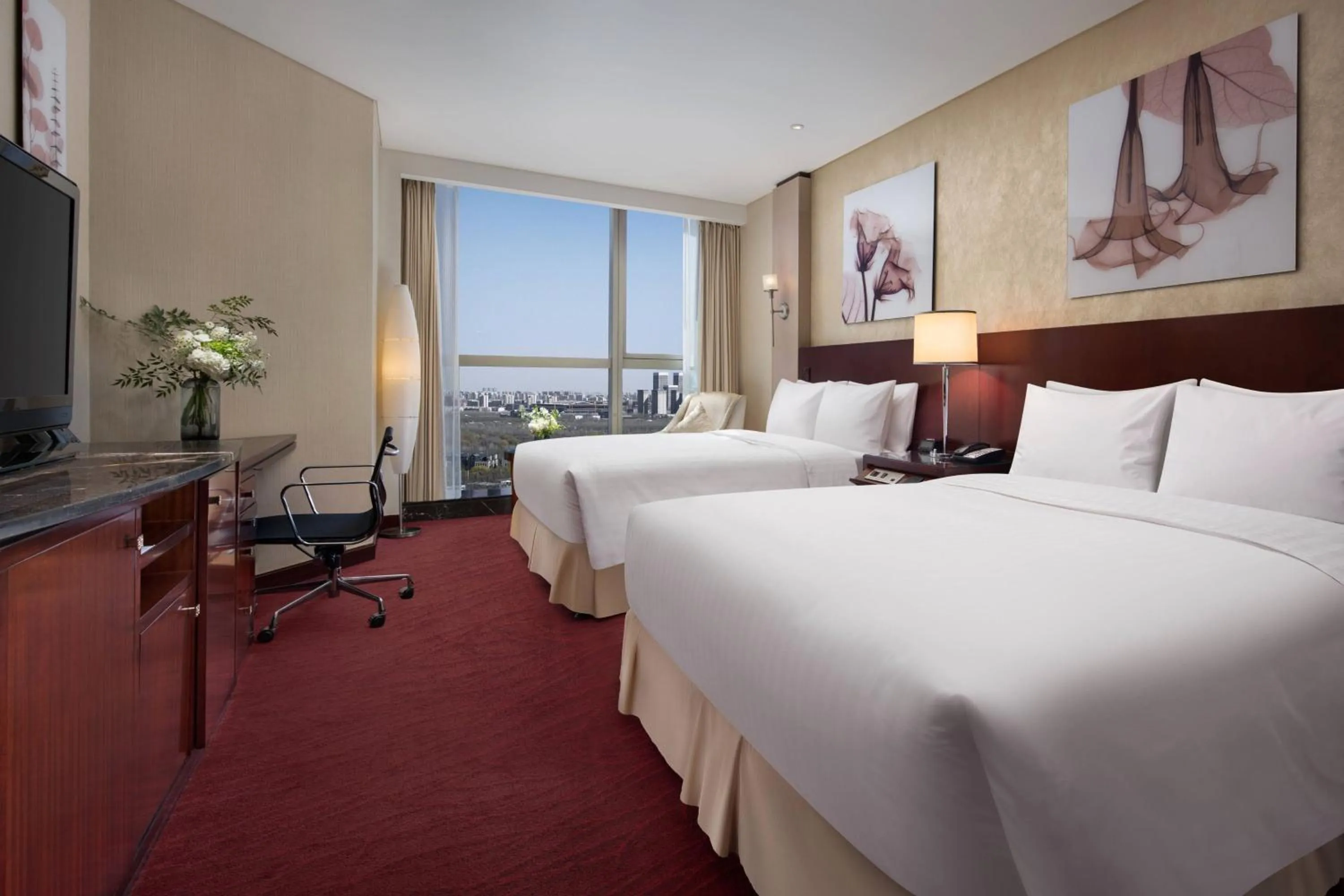 Lounge or bar, Bed in Beijing Marriott Hotel Northeast