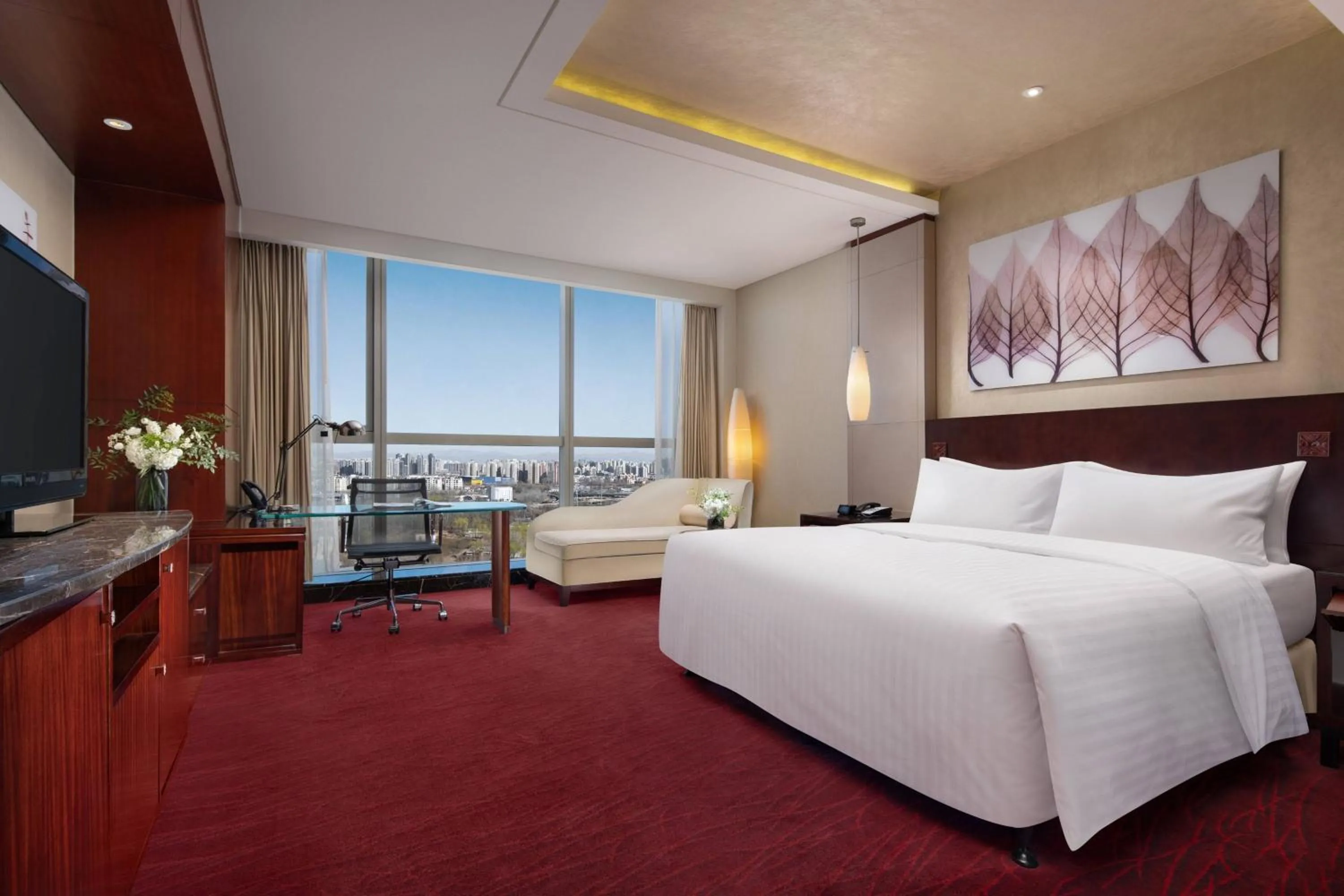 Lounge or bar, Bed in Beijing Marriott Hotel Northeast