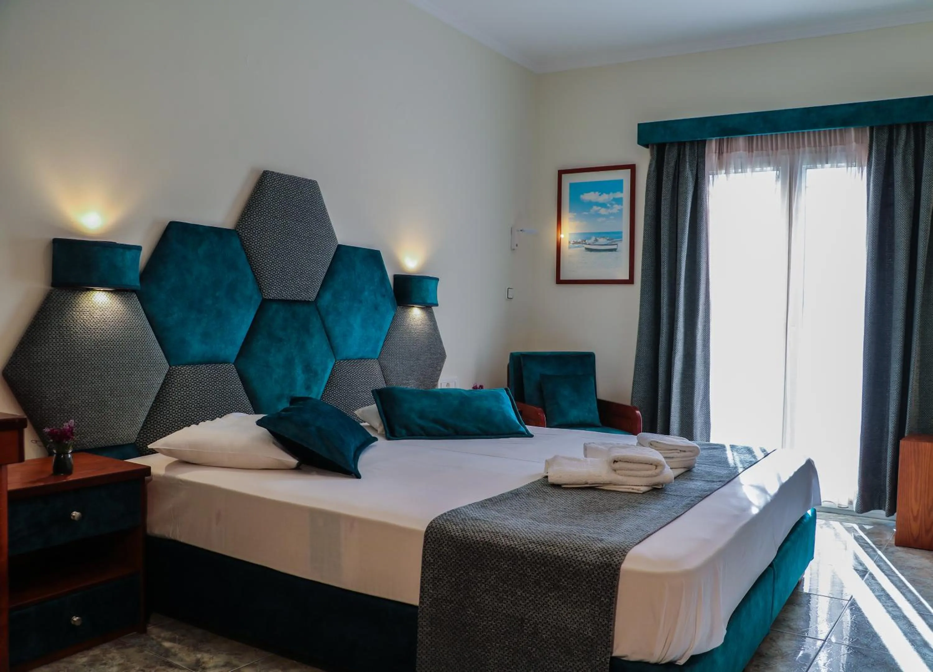 Bed in Hotel Dionysis Studios