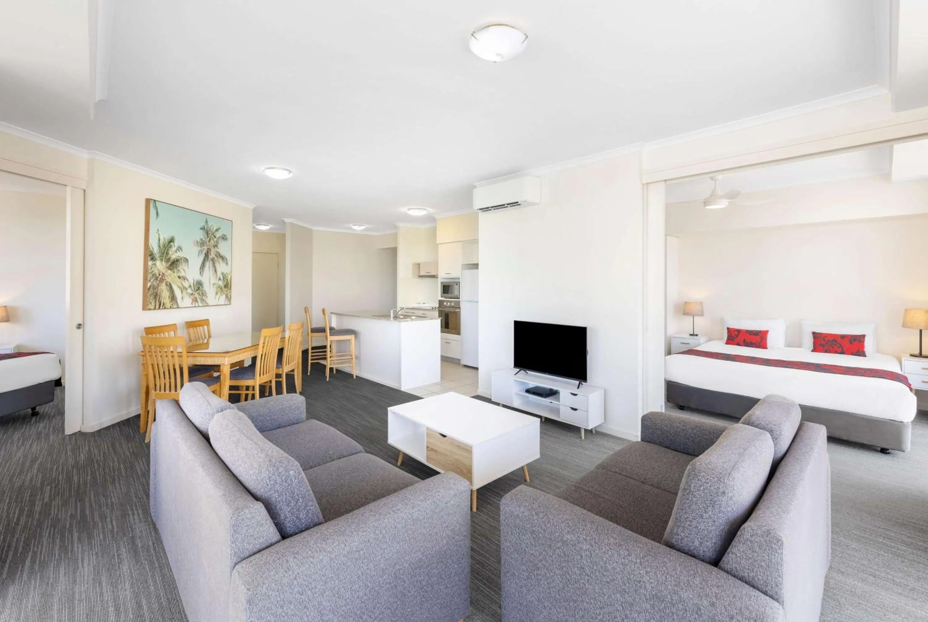 Living room, Bed in Ramada By Wyndham Marcoola Beach