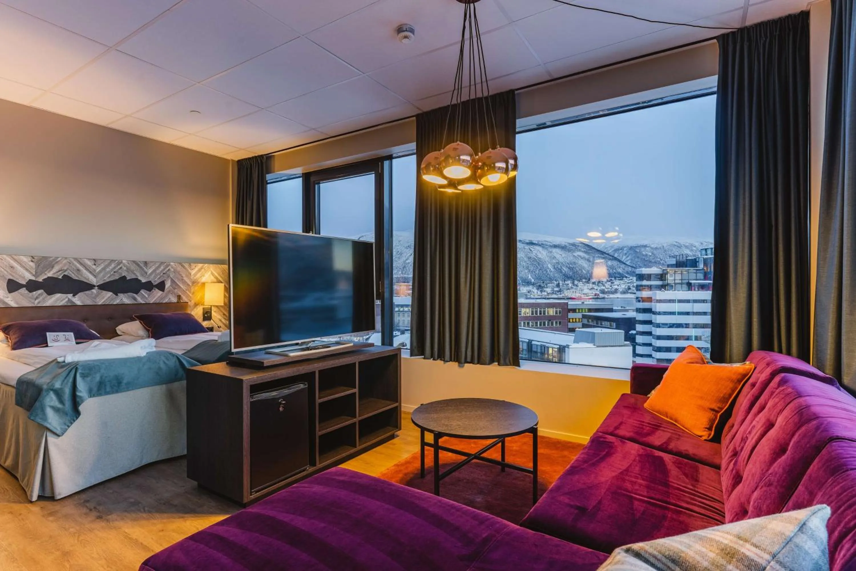 View (from property/room), Bed in Quality Hotel Grand Tromsø