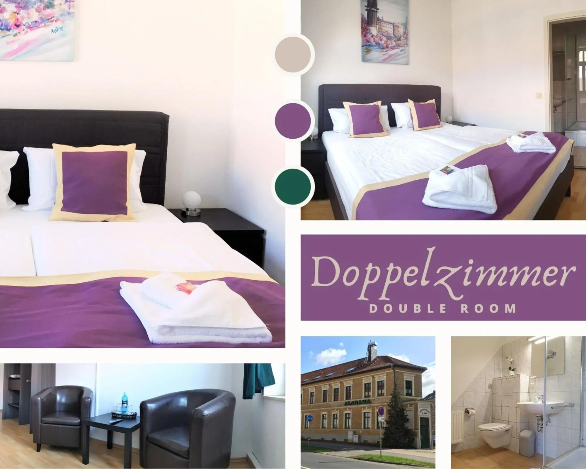 Shower, Bed in Pension Alabama