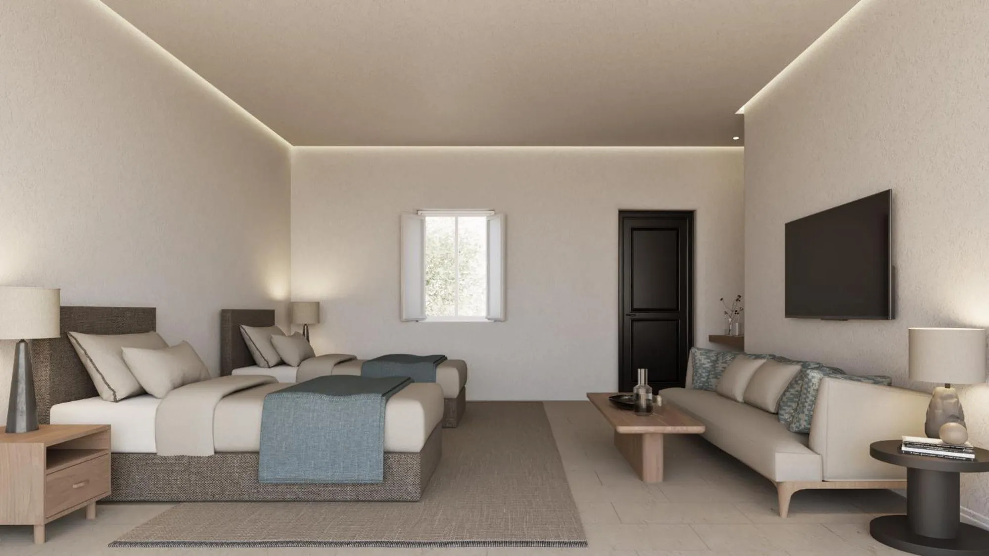 Bed in NĒRO Suites by NOMÉE Hospitality Group