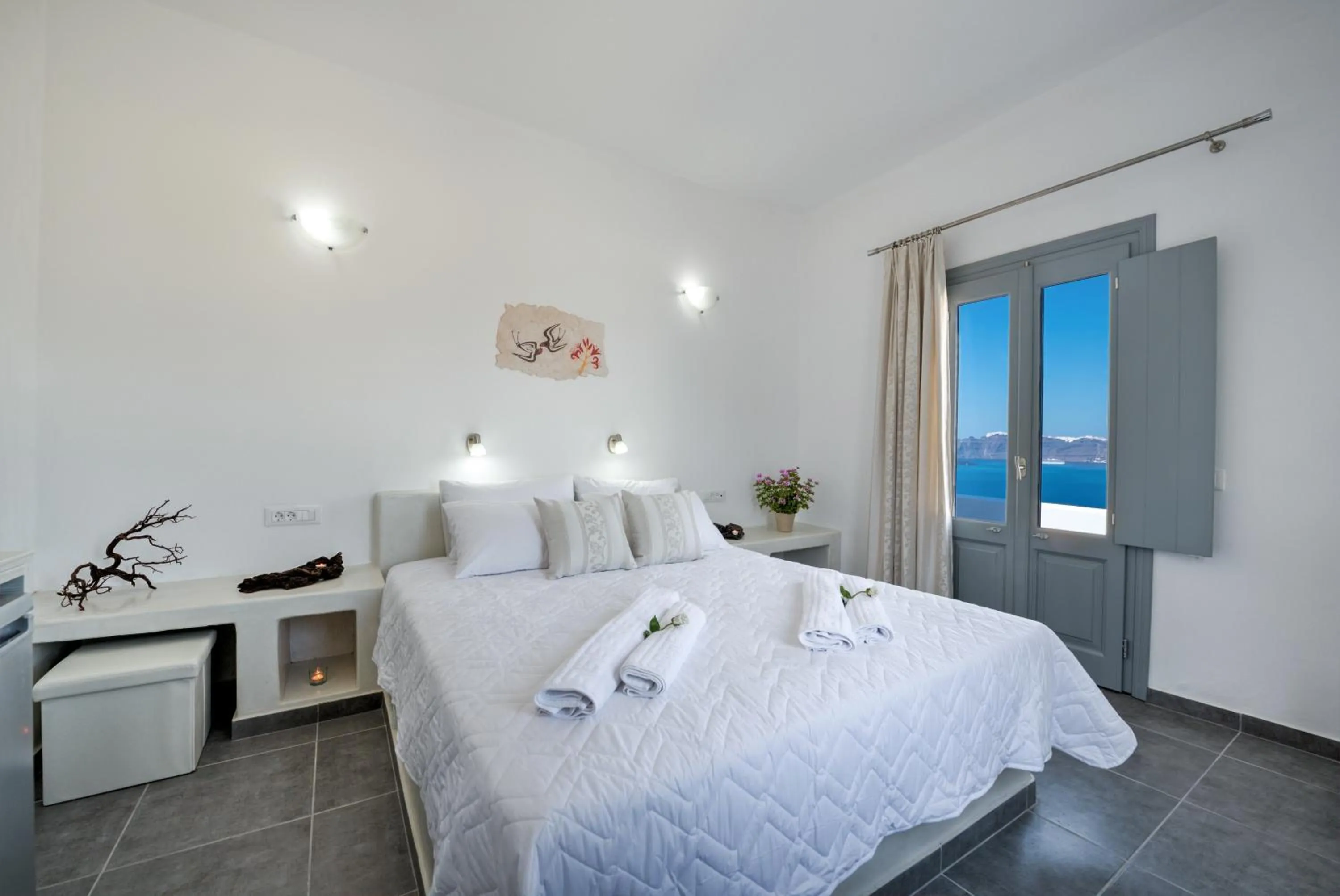 View (from property/room), Bed in Pancratium Villas & Suites