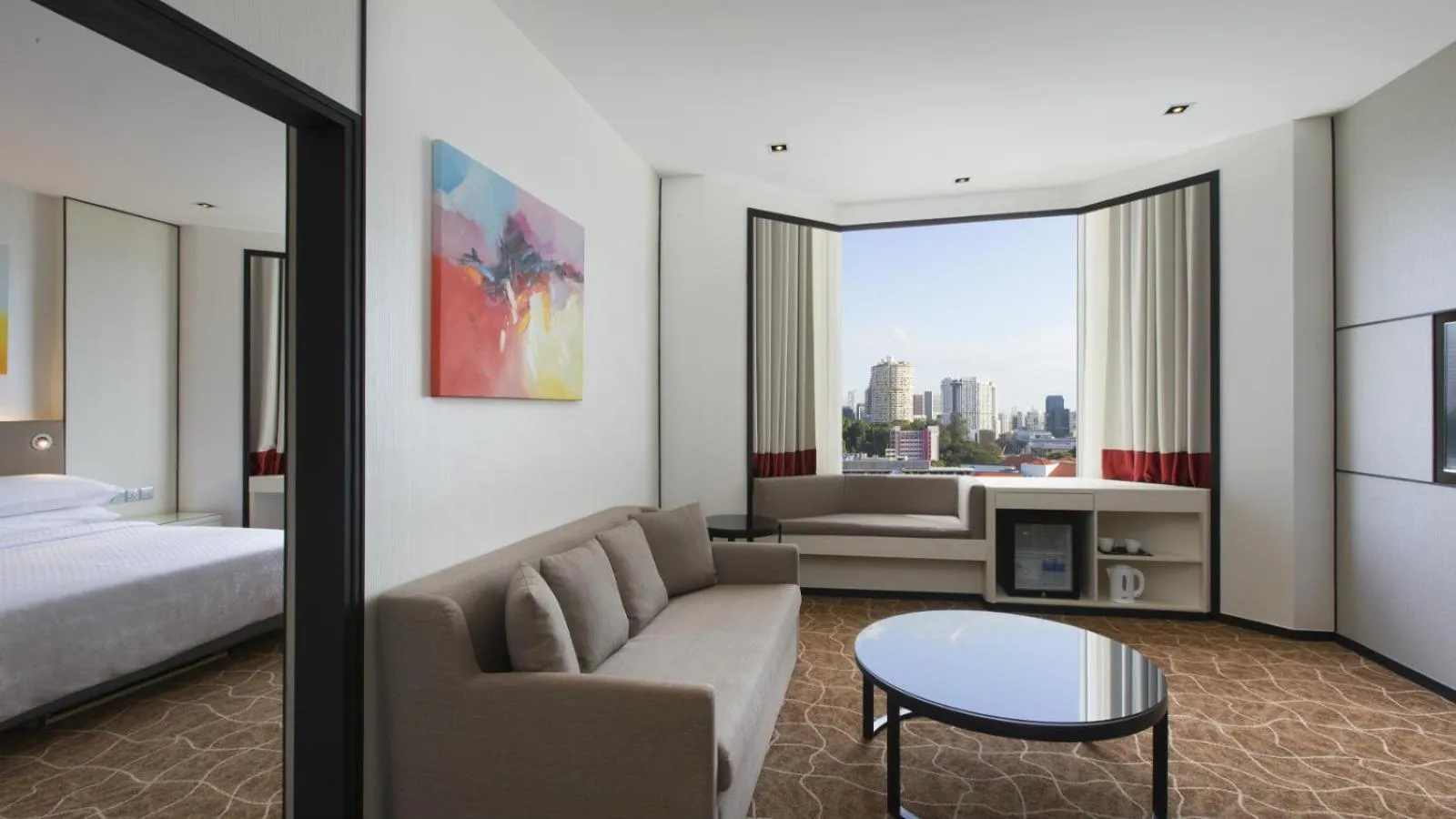 Living room, Bed in Four Points by Sheraton Singapore, Riverview