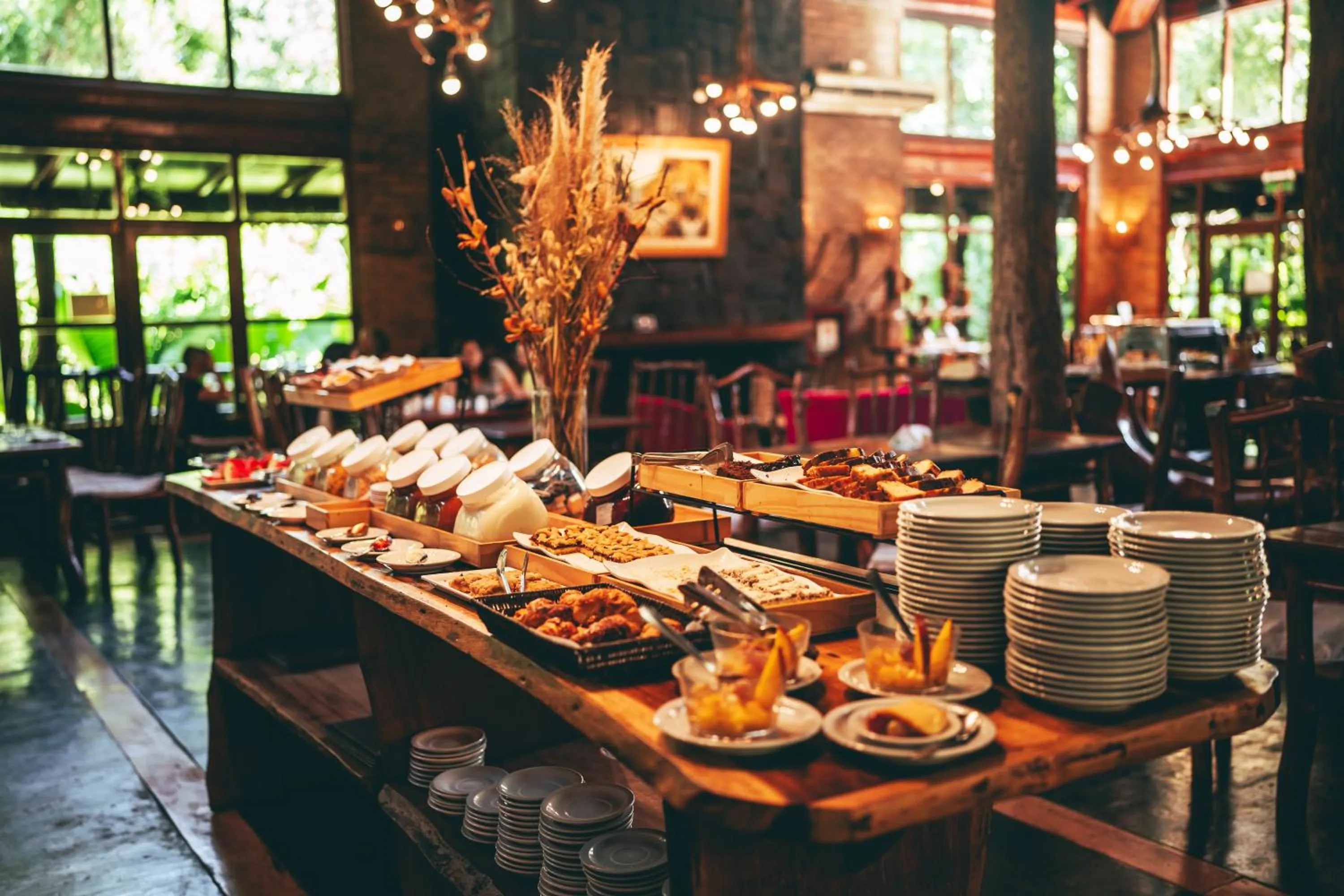 Buffet breakfast in La Aldea De La Selva Lodge