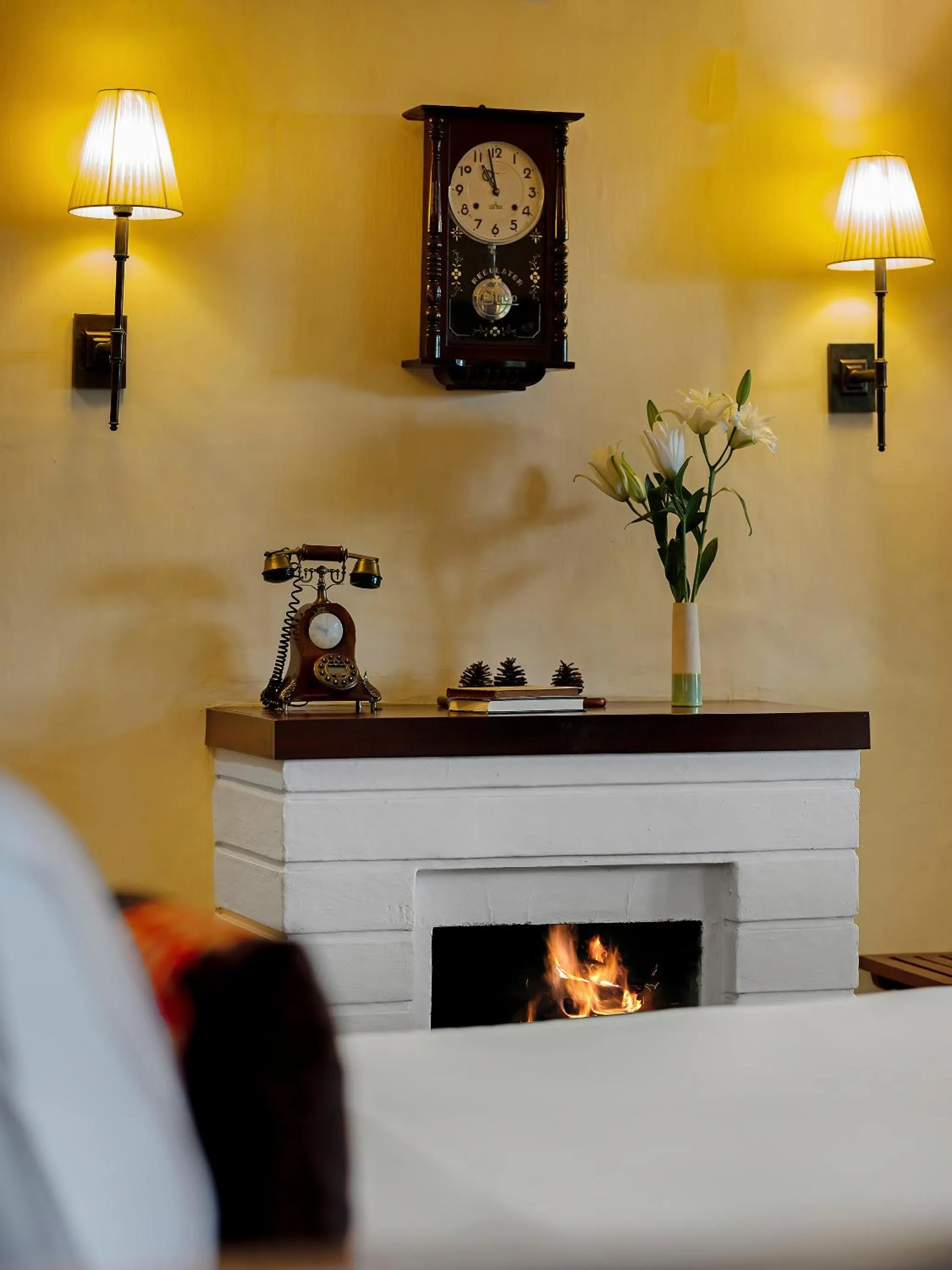 fireplace in Ana Mandara Villas Dalat Resort & Spa