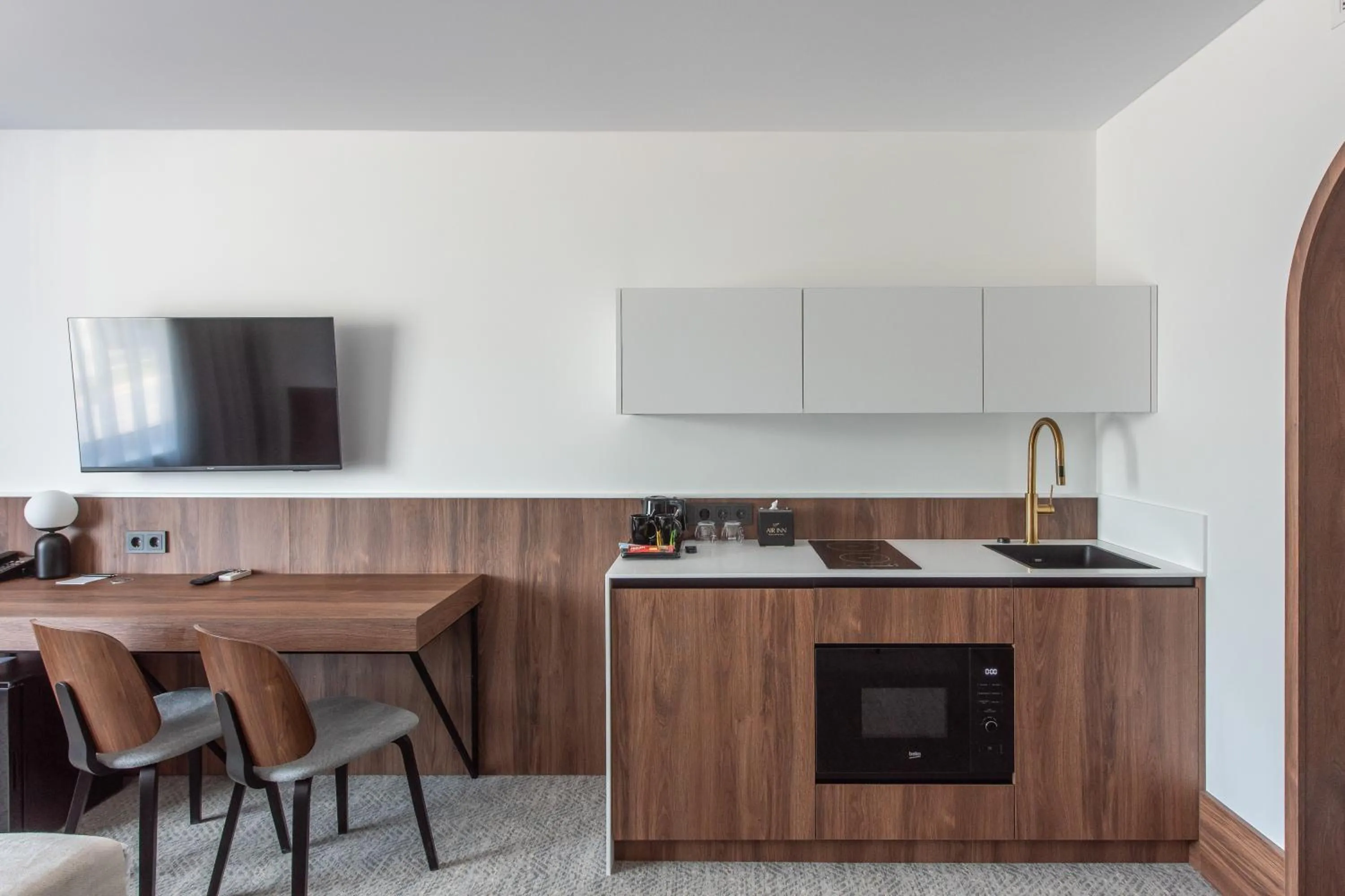 Kitchen or kitchenette in AIRINN Vilnius Airport Hotel RENOVATED 2025