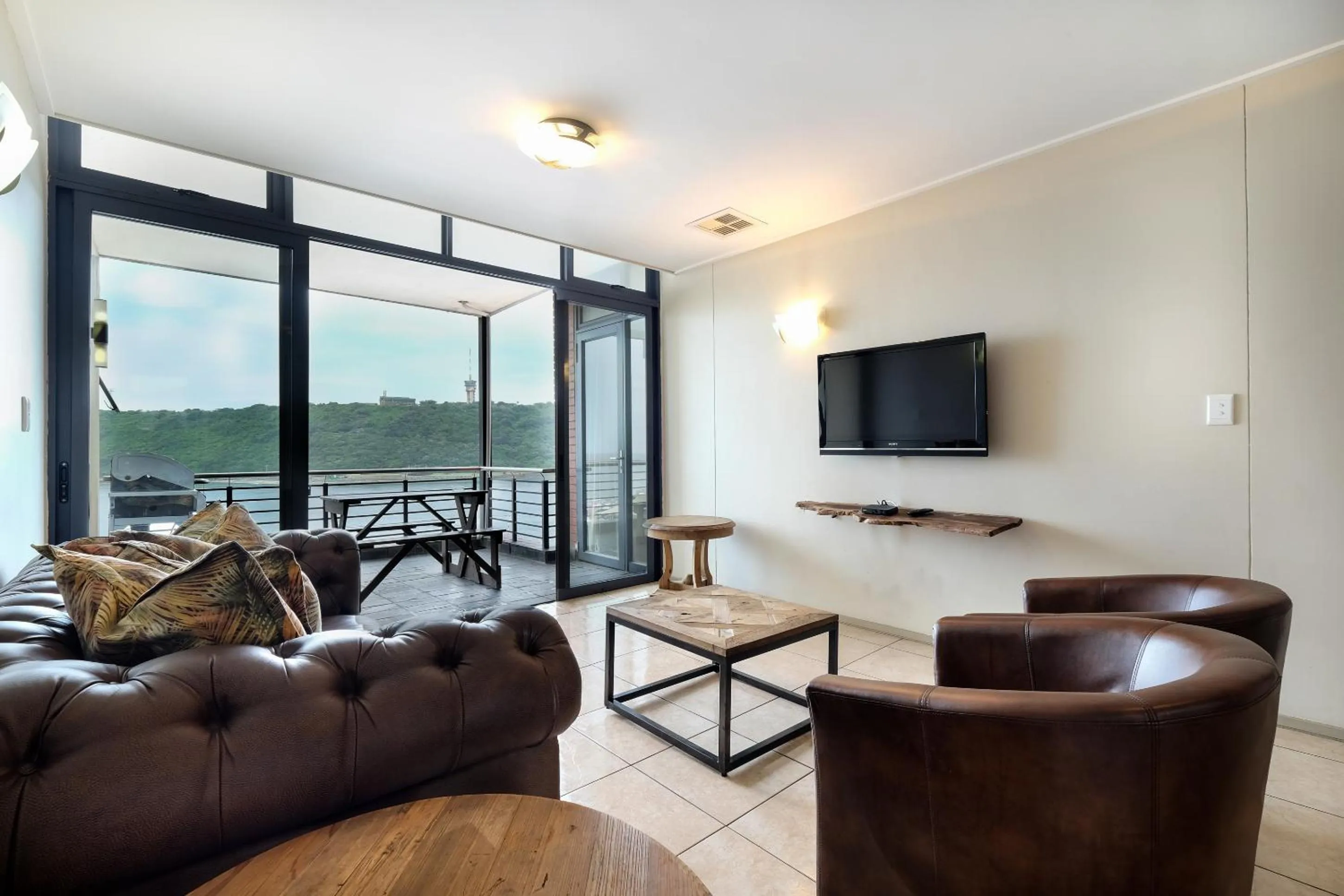 Living room in Point Waterfront Apartments