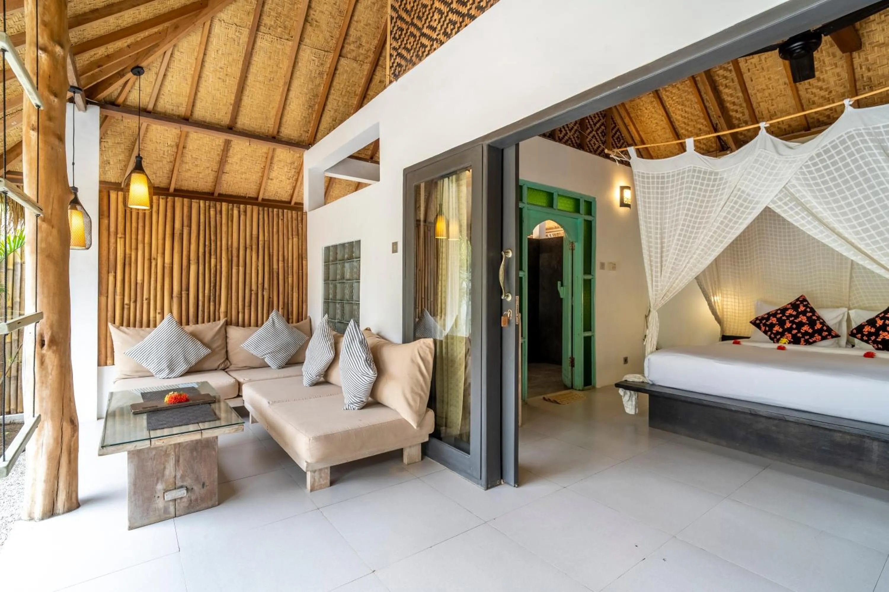 Balcony/Terrace, Bed in Breathe Villa Meno