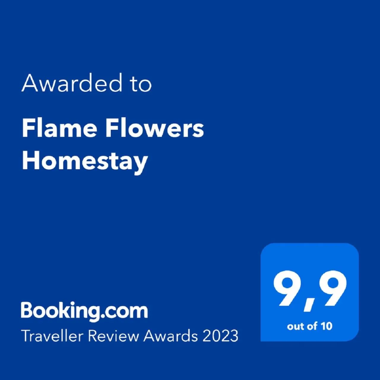 Certificate/Award in Flame Flowers Homestay