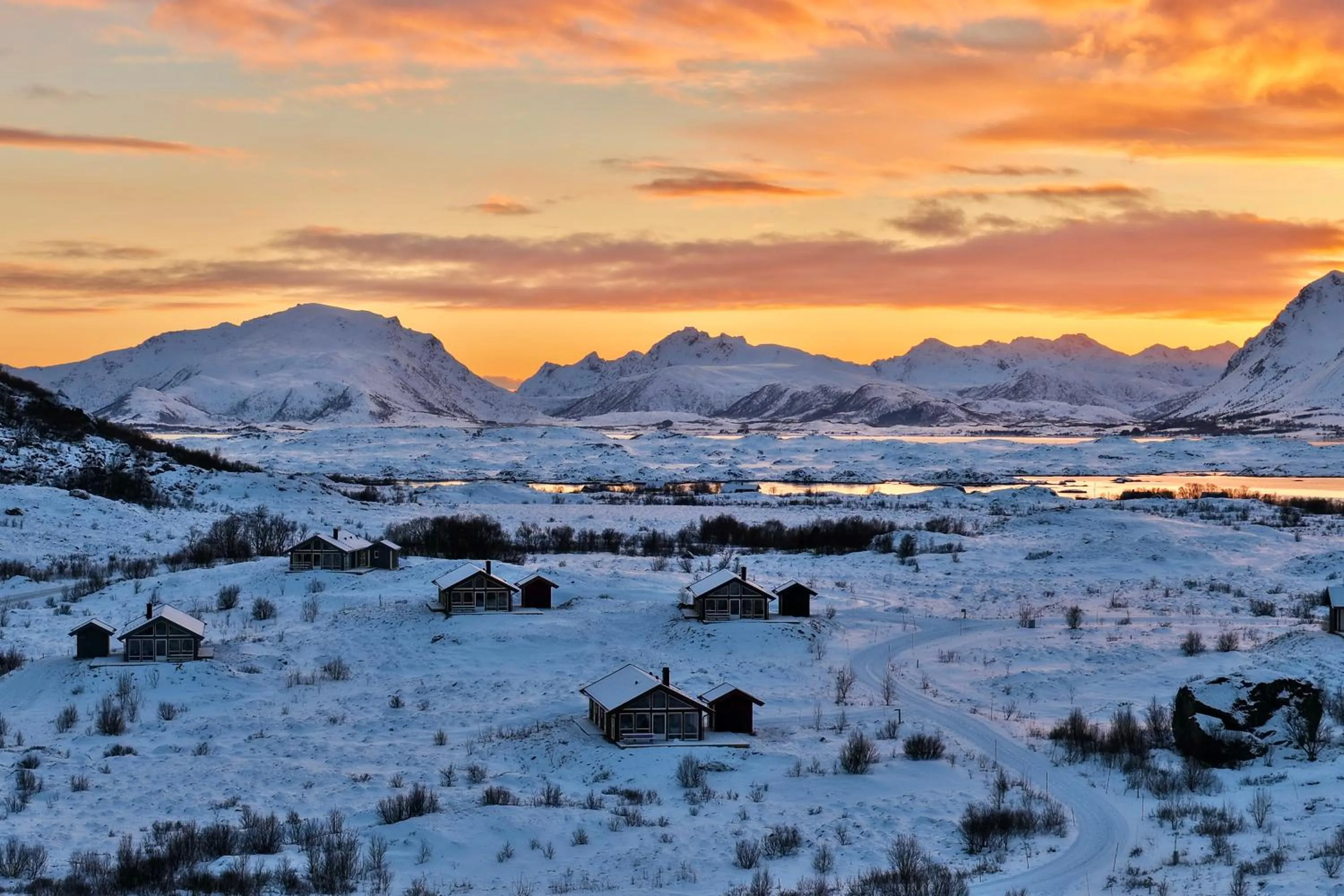 Bird's eye view in Lofoten Links Lodges
