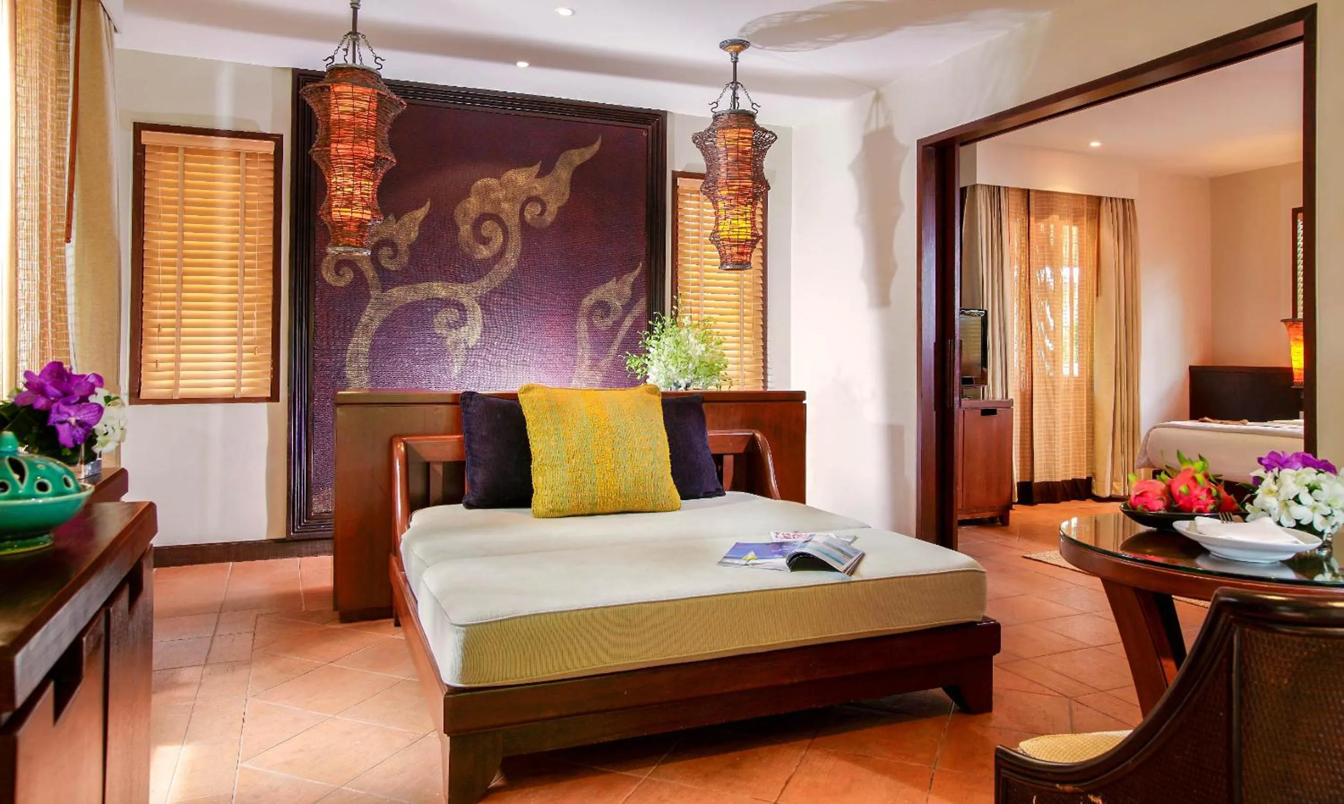 Living room, Bed in Paradox Resort Phuket