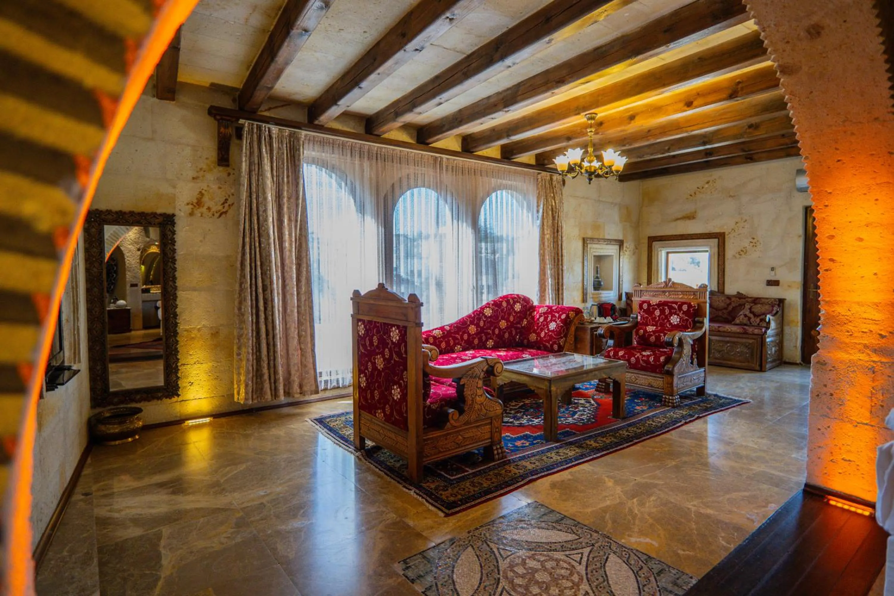 Living room in Cappadocia Gamirasu Cave Hotel