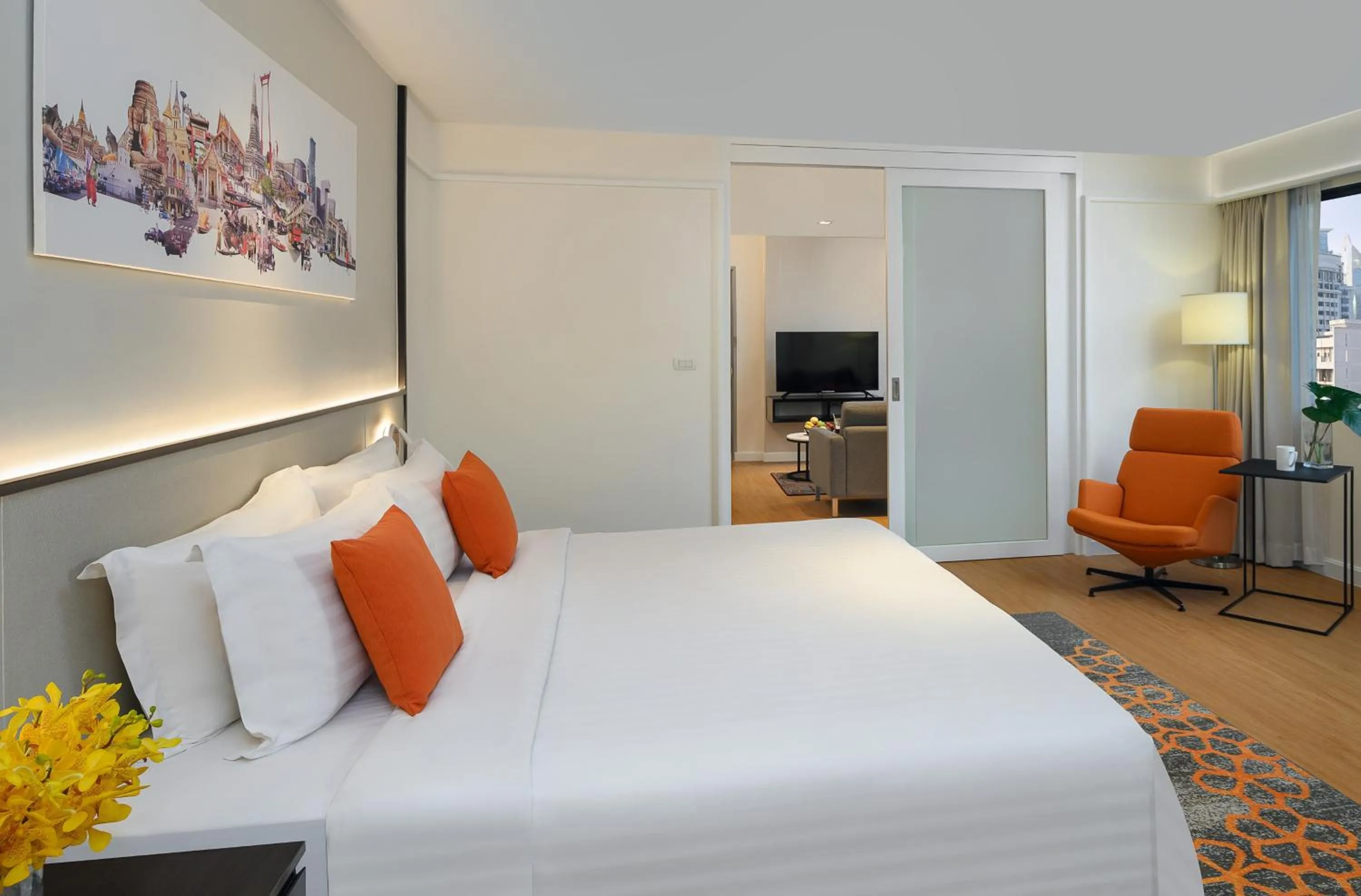 Bed in PARKROYAL Suites Bangkok