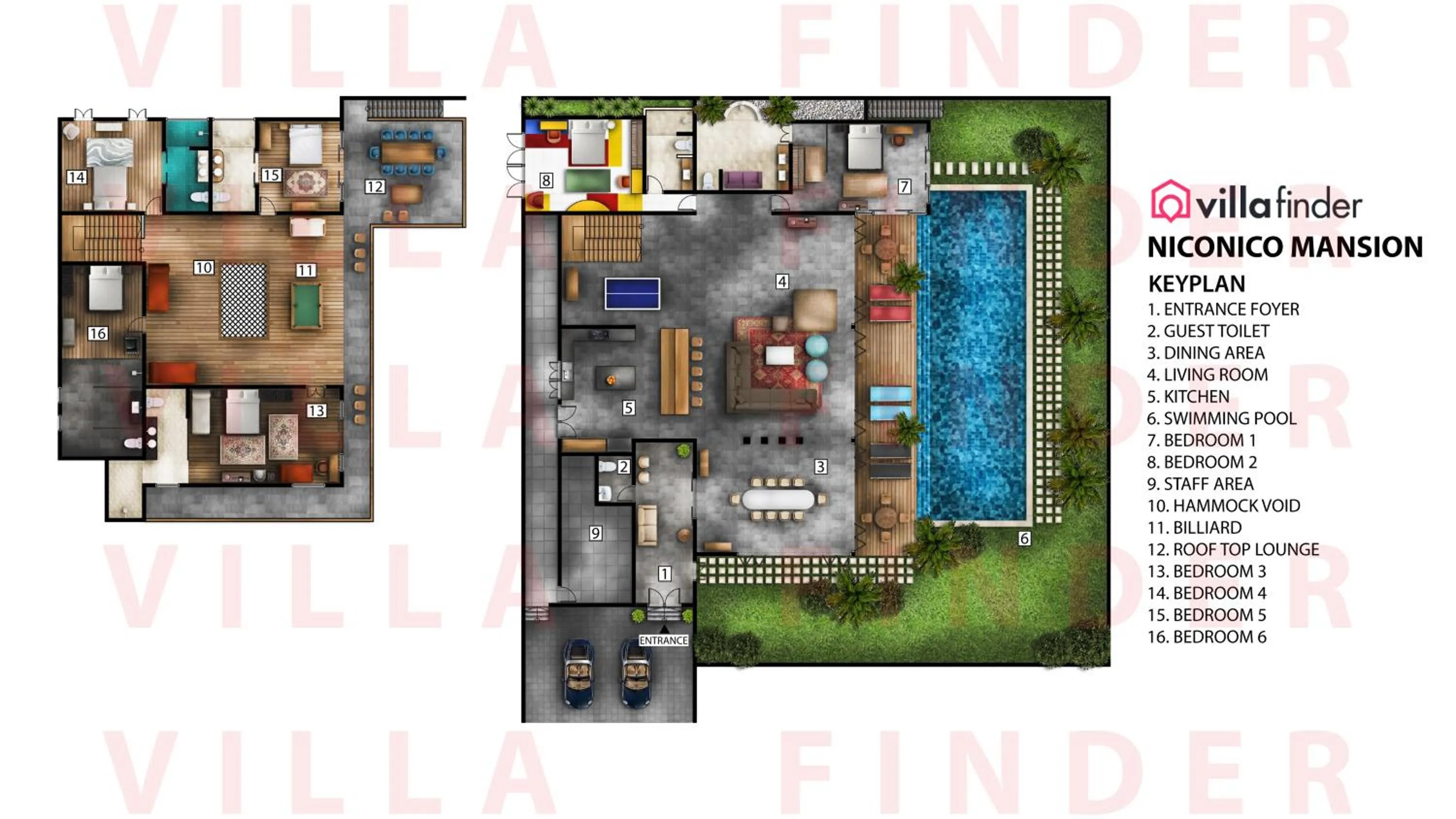 Floor plan in NicoNico Mansion by Villa Finder