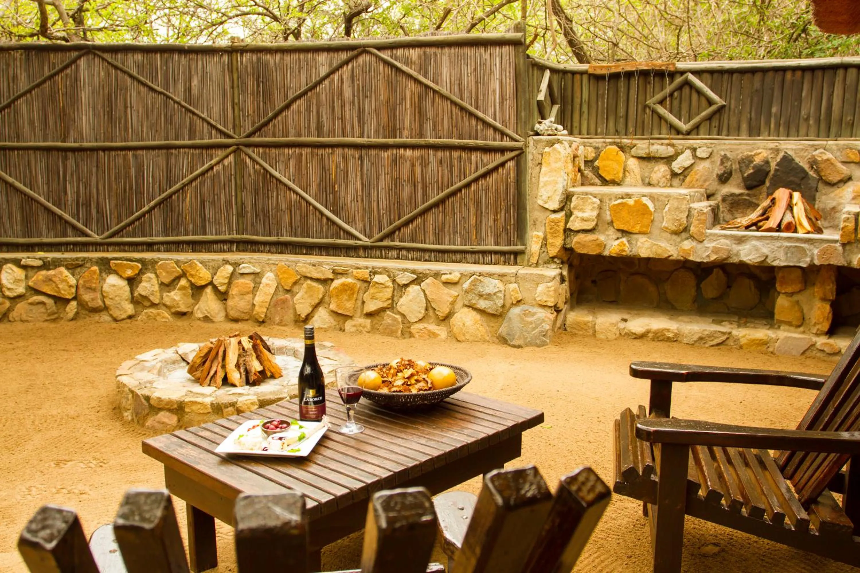 Seating area in LittleBush Private Lodge