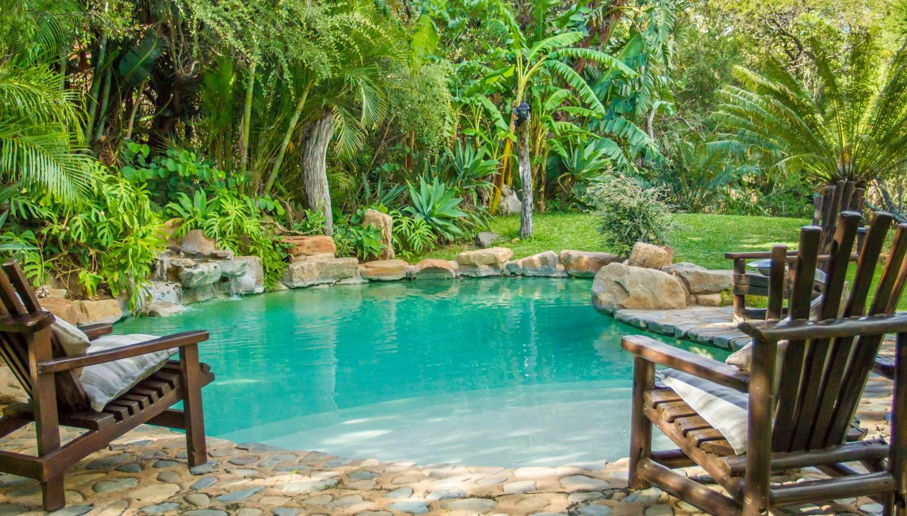 Pool view in LittleBush Private Lodge